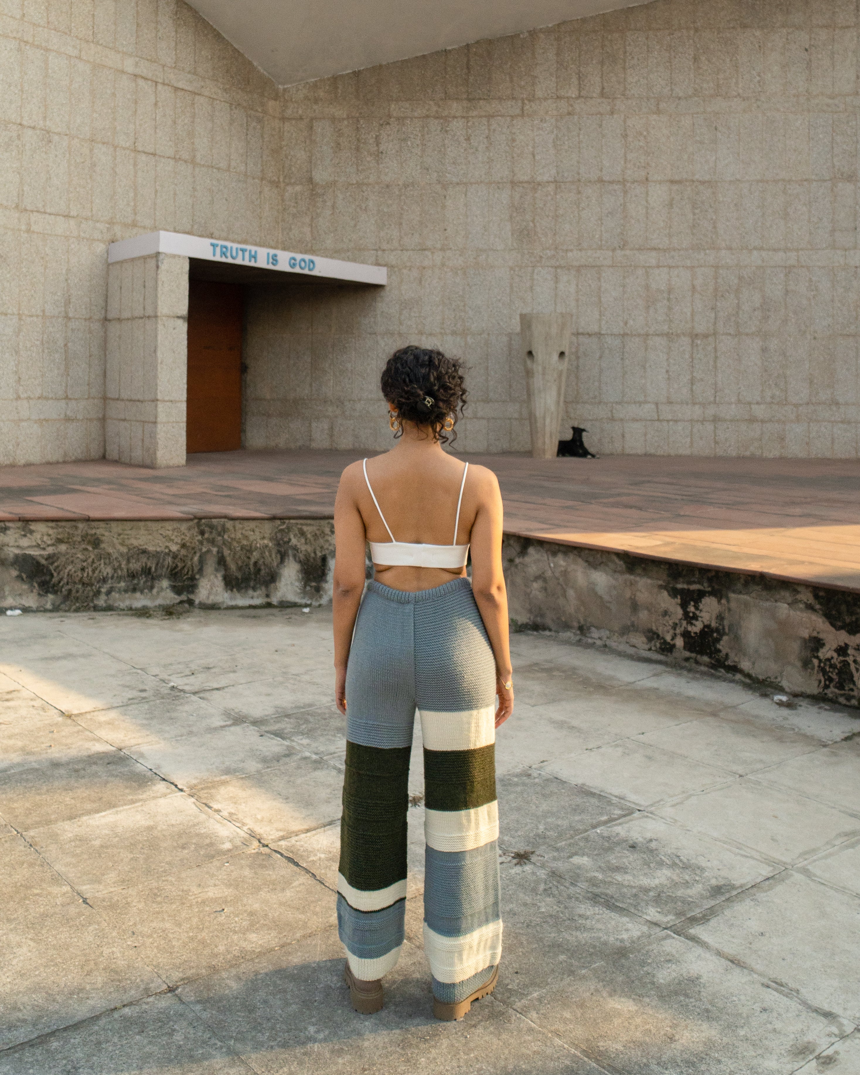 Multicolor Pants by Meko Studio with Fusion Wear, July Sale, July Sale 2023, Loose Fit, Multicolor, Pants, Sourced from dead stock yarns, Stripes, Tranquil AW-22/23, Tranquil by Meko Studio, Womenswear at Kamakhyaa for sustainable fashion