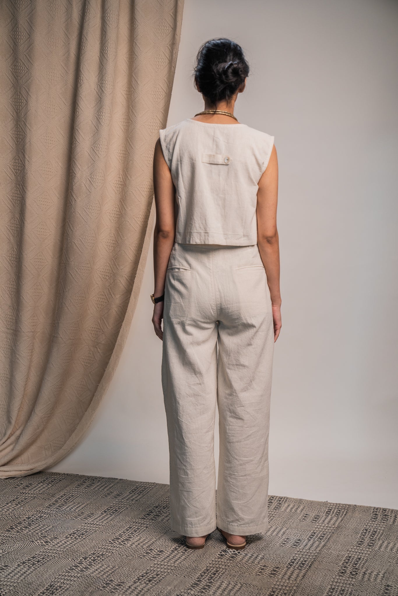 Shrug & Pants Set by Lafaani with 100% pure cotton, Casual Wear, Kora, Organic, Regular Fit, Rewind, Rewind by Lafaani, Solids, Travel Co-ords, Undyed and Unbleached, Womenswear at Kamakhyaa for sustainable fashion