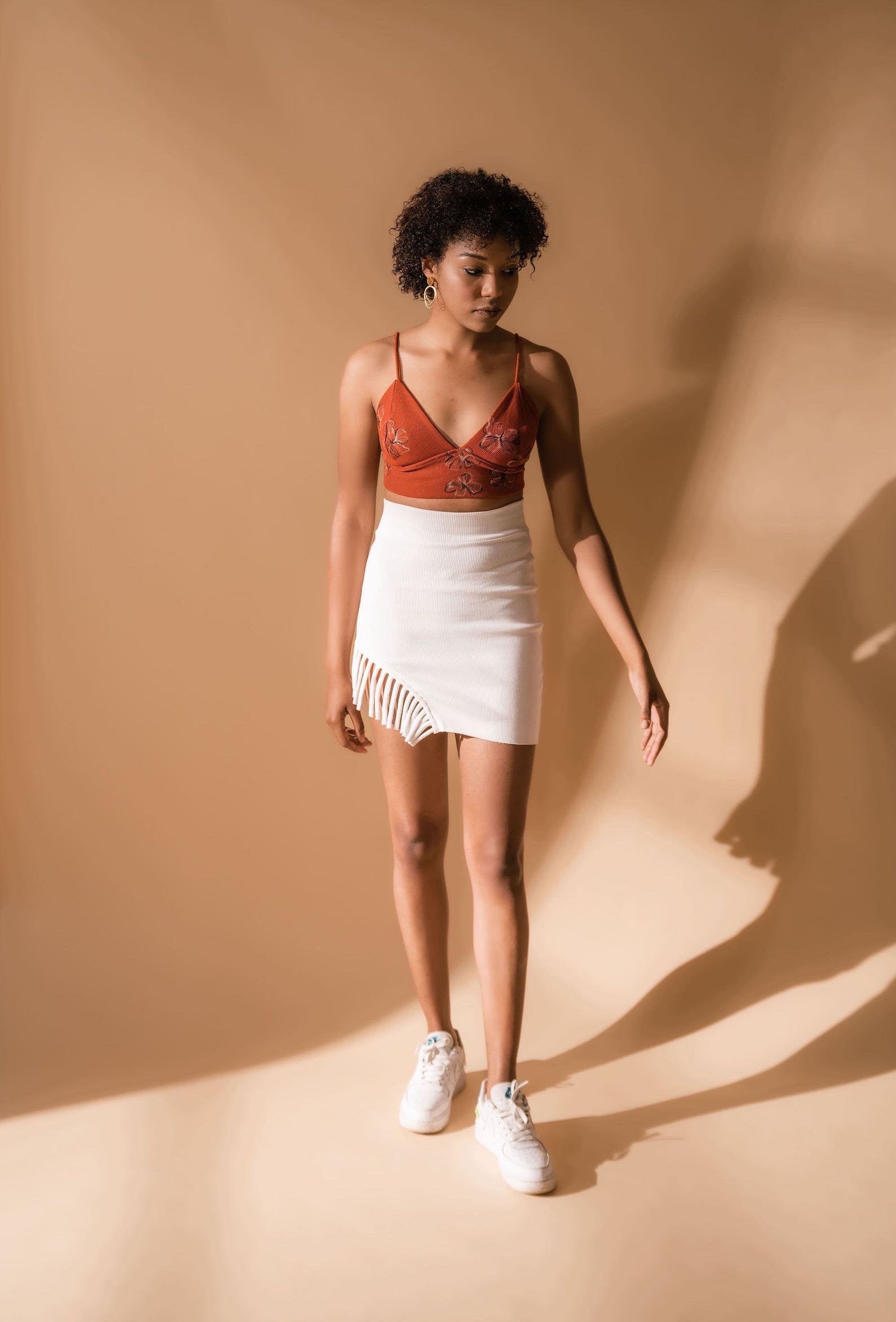 Rustic Orange Bralette Top by Meko Studio with Bralette Tops, Cotton, Deadstock Fabrics, Evening Wear, Fall, For Birthday, July Sale, July Sale 2023, Lycra, Orange, Prints, Slim Fit, Verao by Meko Studio, Verao SS-22/23, Womenswear at Kamakhyaa for sustainable fashion