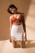 Rustic Orange Bralette Top by Meko Studio with Bralette Tops, Cotton, Deadstock Fabrics, Evening Wear, Fall, For Birthday, July Sale, July Sale 2023, Lycra, Orange, Prints, Slim Fit, Verao by Meko Studio, Verao SS-22/23, Womenswear at Kamakhyaa for sustainable fashion