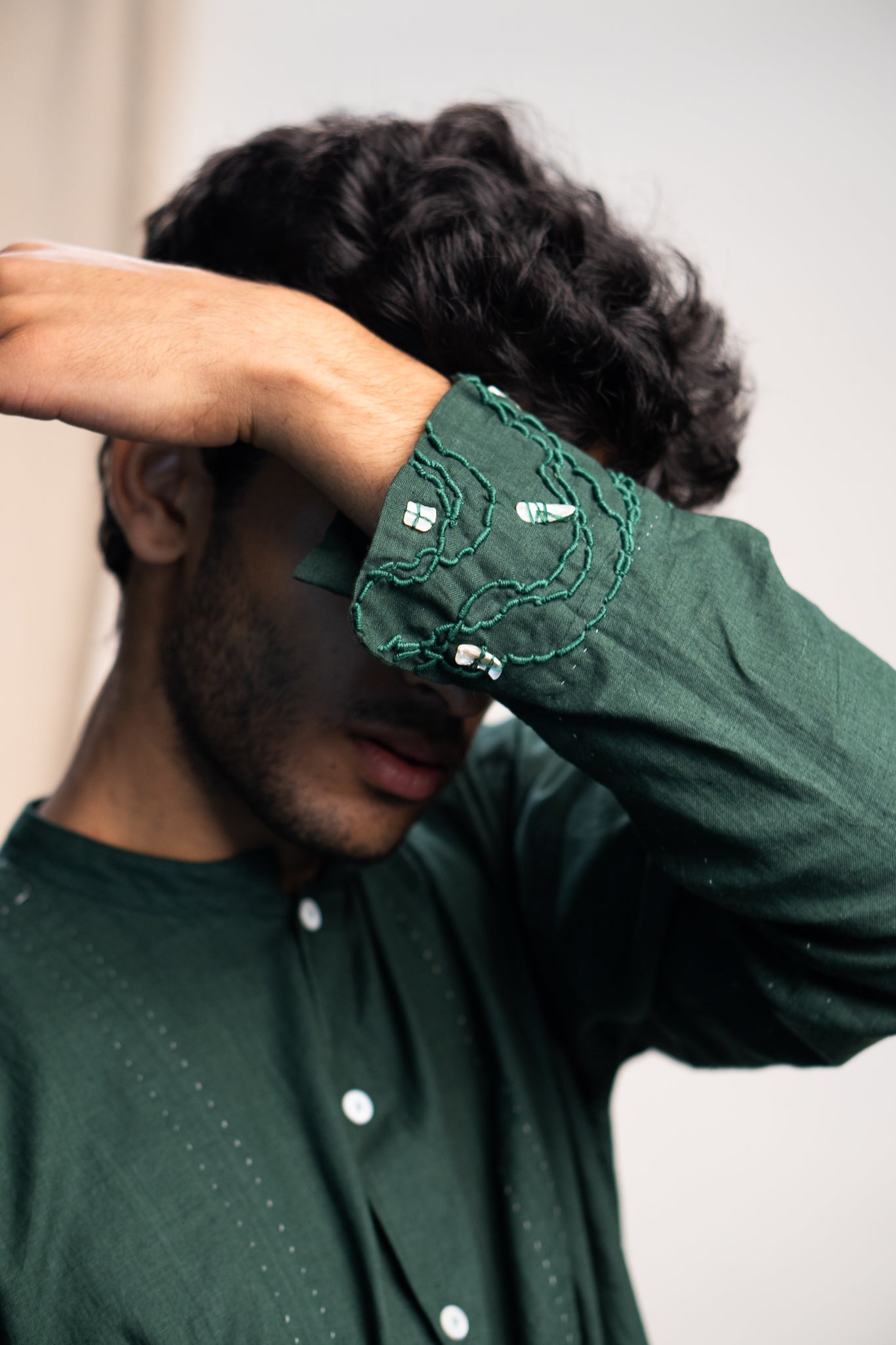 Button Detail Shirt at Kamakhyaa by Lafaani. This item is 100% pure cotton, Casual Wear, Green, Menswear, Natural with azo free dyes, Organic, Regular Fit, Rewind, Shirts, Solids
