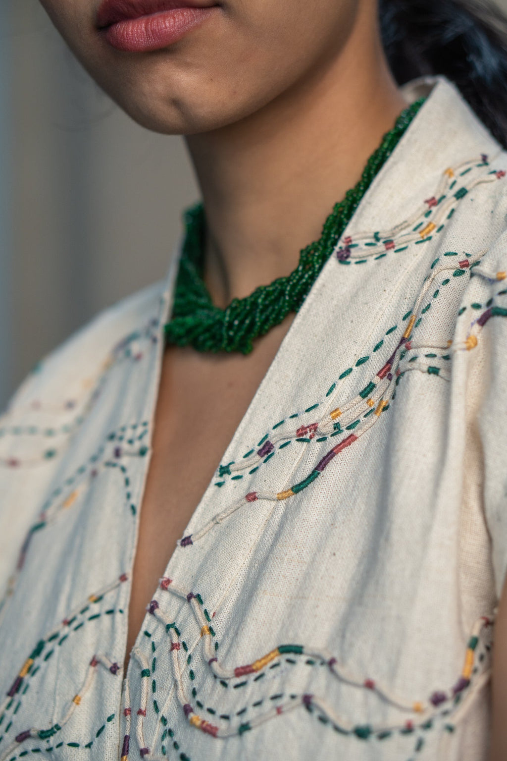 Embroidered Shrug by Lafaani with 100% pure cotton, Casual Wear, Embroidered, Kora, Organic, Regular Fit, Rewind, Rewind by Lafaani, Shrugs, Solids, Undyed and Unbleached, Womenswear at Kamakhyaa for sustainable fashion