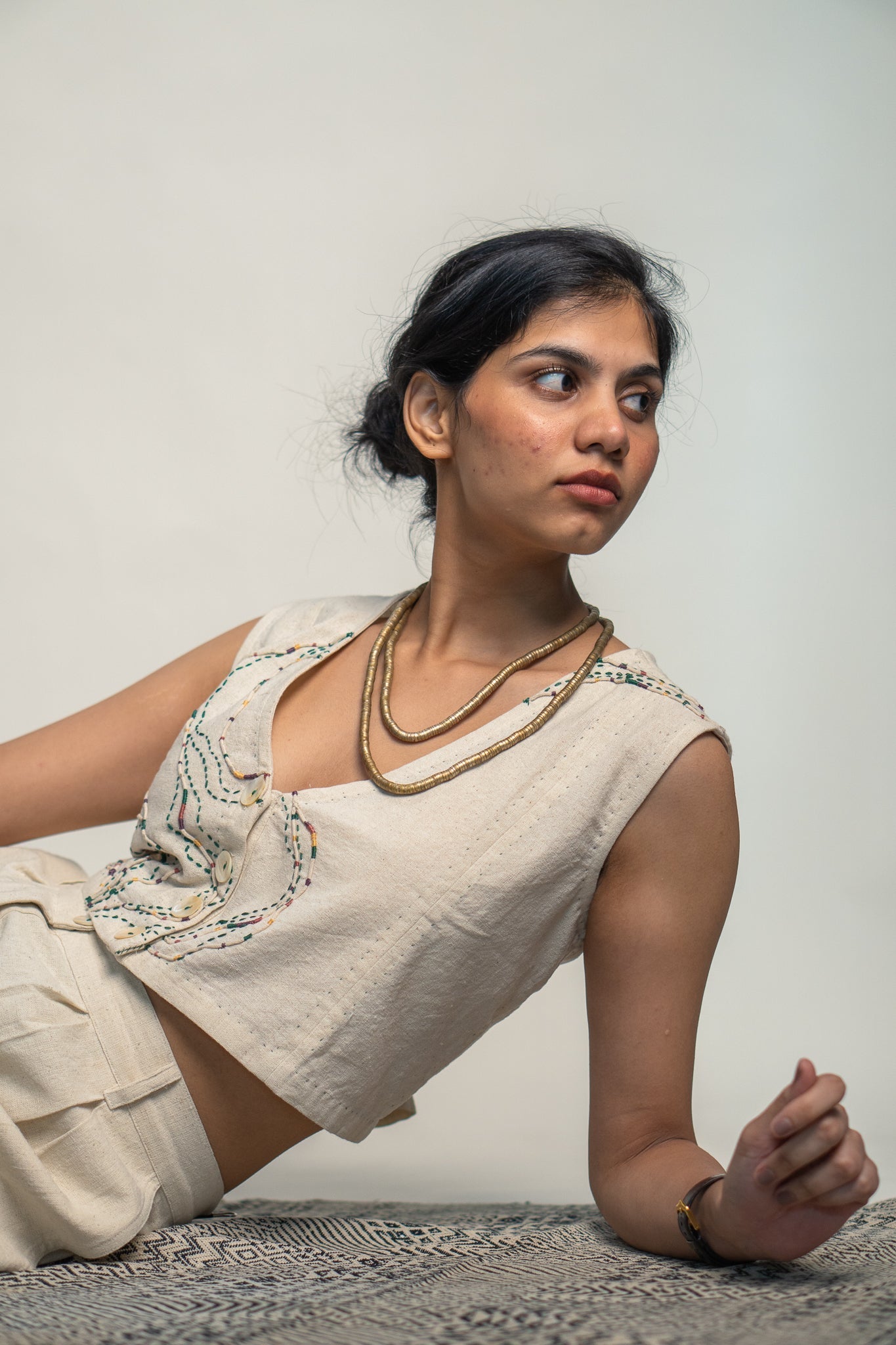 Shrug & Pants Set by Lafaani with 100% pure cotton, Casual Wear, Kora, Organic, Regular Fit, Rewind, Rewind by Lafaani, Solids, Travel Co-ords, Undyed and Unbleached, Womenswear at Kamakhyaa for sustainable fashion