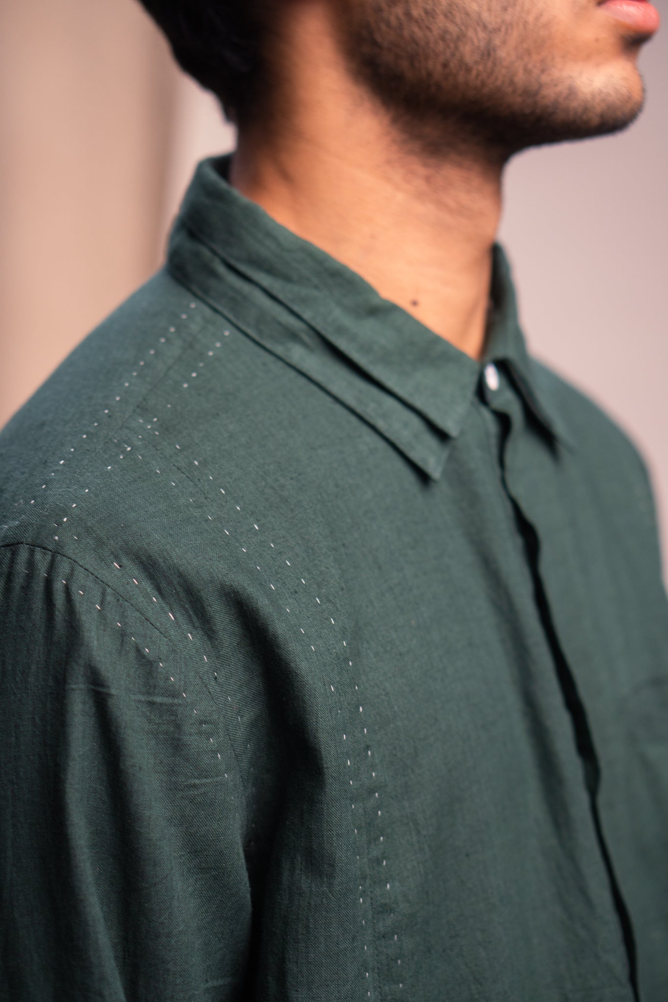 Button Detail Shirt at Kamakhyaa by Lafaani. This item is 100% pure cotton, Casual Wear, Green, Menswear, Natural with azo free dyes, Organic, Regular Fit, Rewind, Shirts, Solids