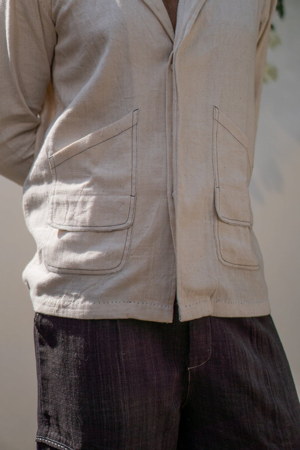 Spread Collar Shirt by Lafaani with 100% pure cotton, Casual Wear, Kora, Menswear, Organic, Regular Fit, Shirts, Solids, Sonder by Lafaani, Undyed and Unbleached at Kamakhyaa for sustainable fashion