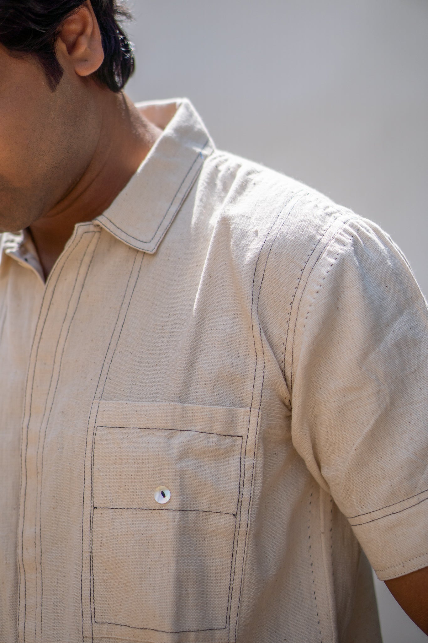Four Pocket Shirt by Lafaani with 100% pure cotton, Casual Wear, Kora, Menswear, Organic, Regular Fit, Shirts, Solids, Sonder, Sonder by Lafaani, Undyed and unbleached at Kamakhyaa for sustainable fashion