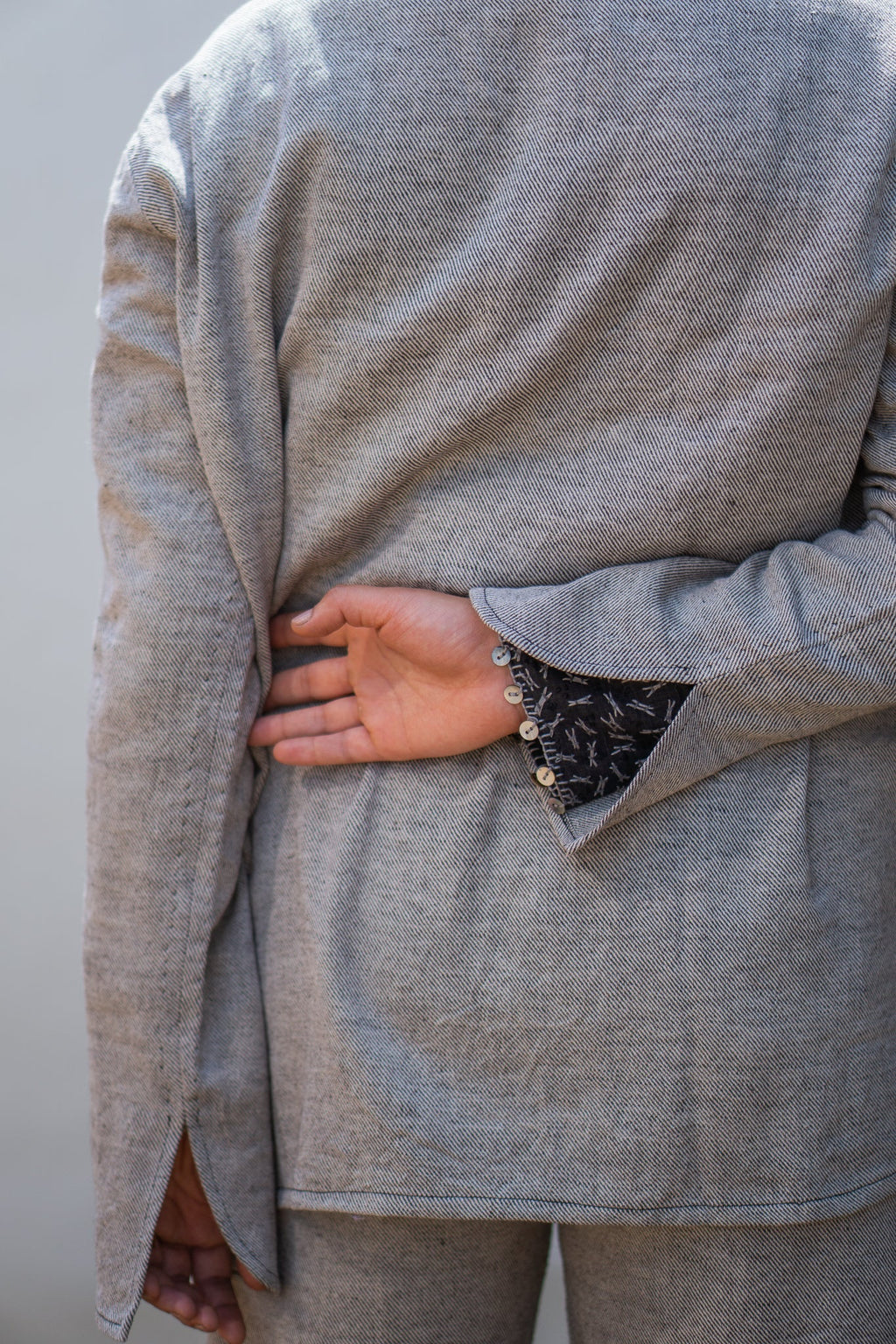 Unisex Rounded Hem Jacket & Deep Pleated Pants by Lafaani with 100% pure cotton, Black, Casual Wear, Co-ord Sets, Grey, Menswear, Natural with azo free dyes, Regular Fit, Solids, Sonder, Sonder by Lafaani, Unisex at Kamakhyaa for sustainable fashion