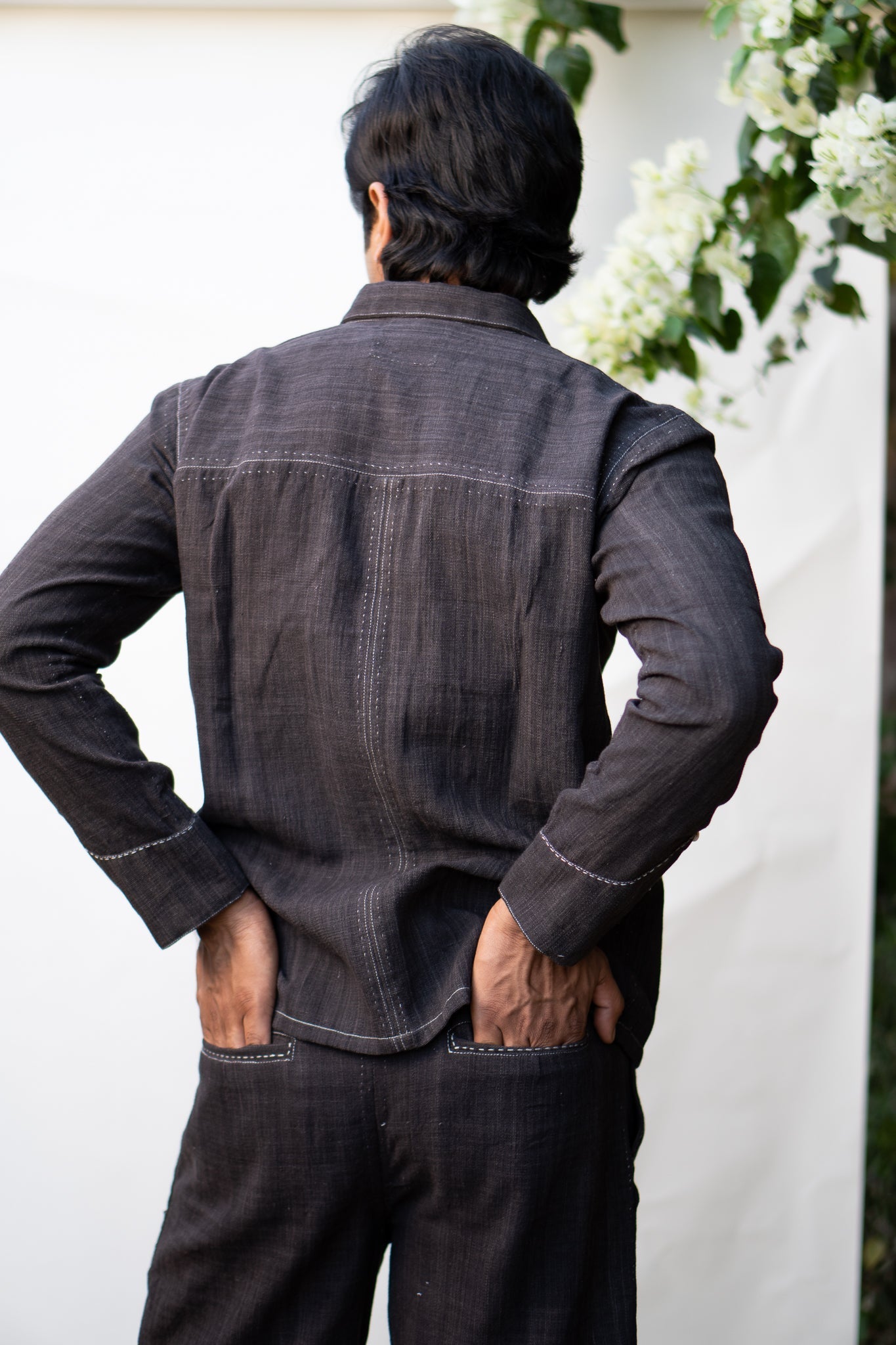 Panelled Shirt & Hem Detail Shorts by Lafaani with 100% pure cotton, Black, Casual Wear, Co-ord Sets, Menswear, Natural with azo free dyes, Organic, Regular Fit, Solids, Sonder, Sonder by Lafaani at Kamakhyaa for sustainable fashion