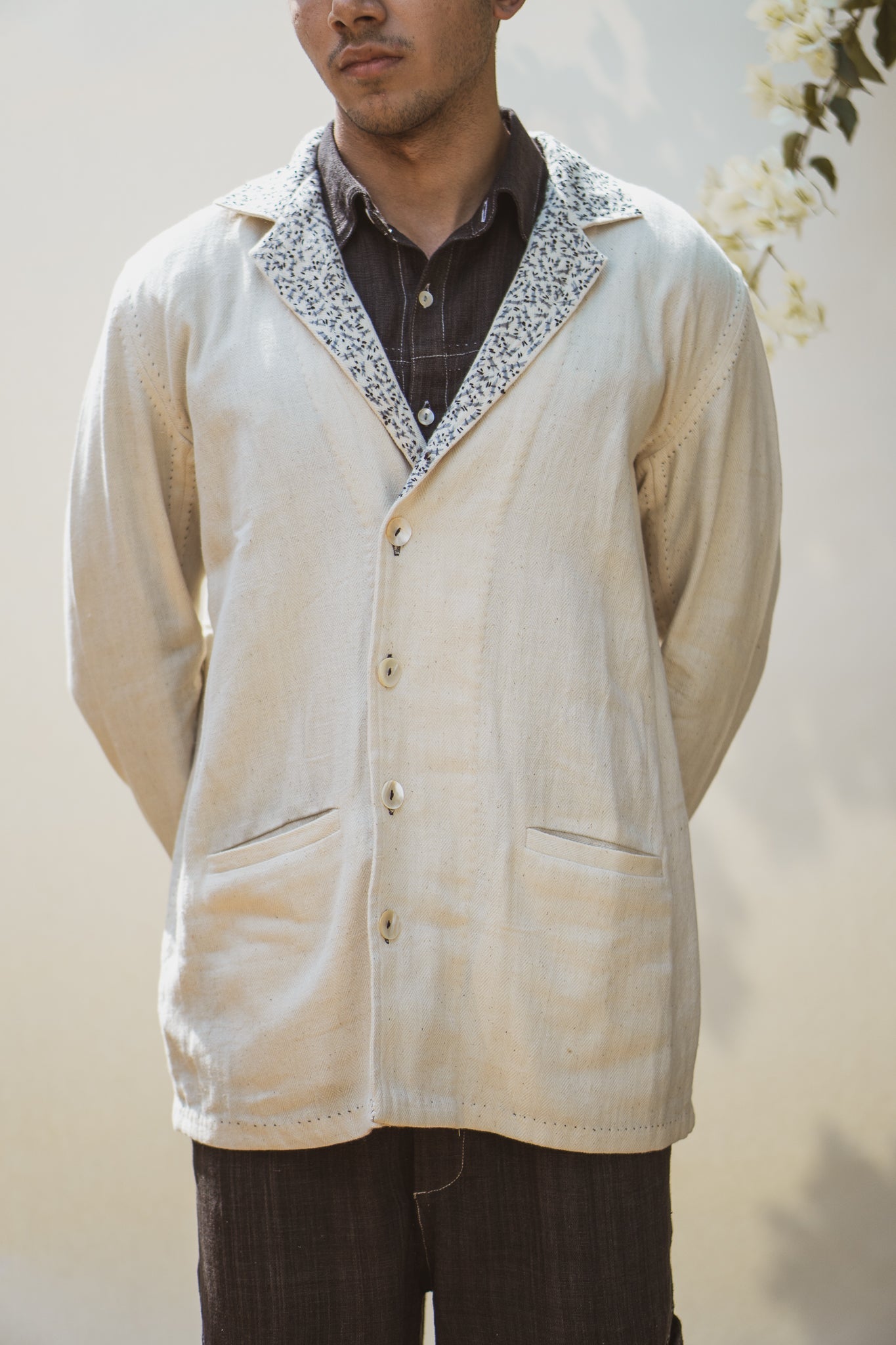 Unisex Blazer by Lafaani with 100% pure cotton, Blazers, Casual Wear, Kora, Menswear, Organic, Regular Fit, Solids, Sonder, Sonder by Lafaani, Undyed and Unbleached, Unisex at Kamakhyaa for sustainable fashion