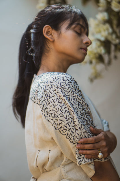 Kimono Blouse by Lafaani with Casual Wear, Kora 100% pure cotton, Organic, Regular Fit, Shirts, Solids, Sonder, Sonder by Lafaani, Undyed and Unbleached, Womenswear at Kamakhyaa for sustainable fashion