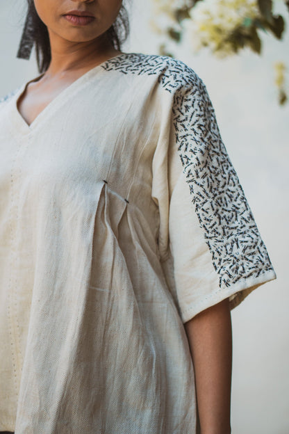 Kimono Blouse by Lafaani with Casual Wear, Kora 100% pure cotton, Organic, Regular Fit, Shirts, Solids, Sonder, Sonder by Lafaani, Undyed and Unbleached, Womenswear at Kamakhyaa for sustainable fashion