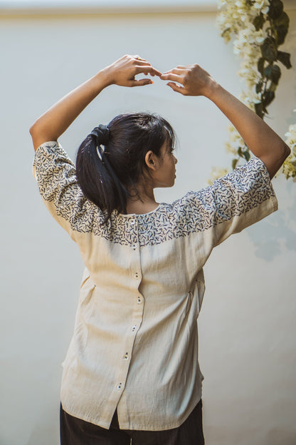 Kimono Blouse by Lafaani with Casual Wear, Kora 100% pure cotton, Organic, Regular Fit, Shirts, Solids, Sonder, Sonder by Lafaani, Undyed and Unbleached, Womenswear at Kamakhyaa for sustainable fashion