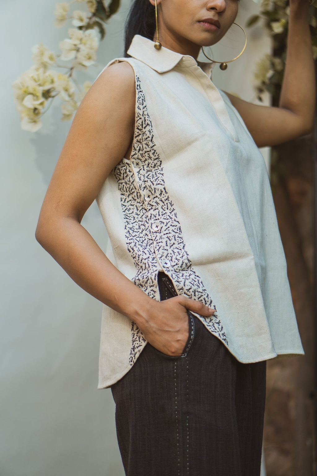 Halter Neck Blouse by Lafaani with 100% pure cotton, Casual Wear, Halter Neck Tops, Kora, Organic, Regular Fit, Solids, Sonder, Sonder by Lafaani, Undyed and Unbleached, Womenswear at Kamakhyaa for sustainable fashion