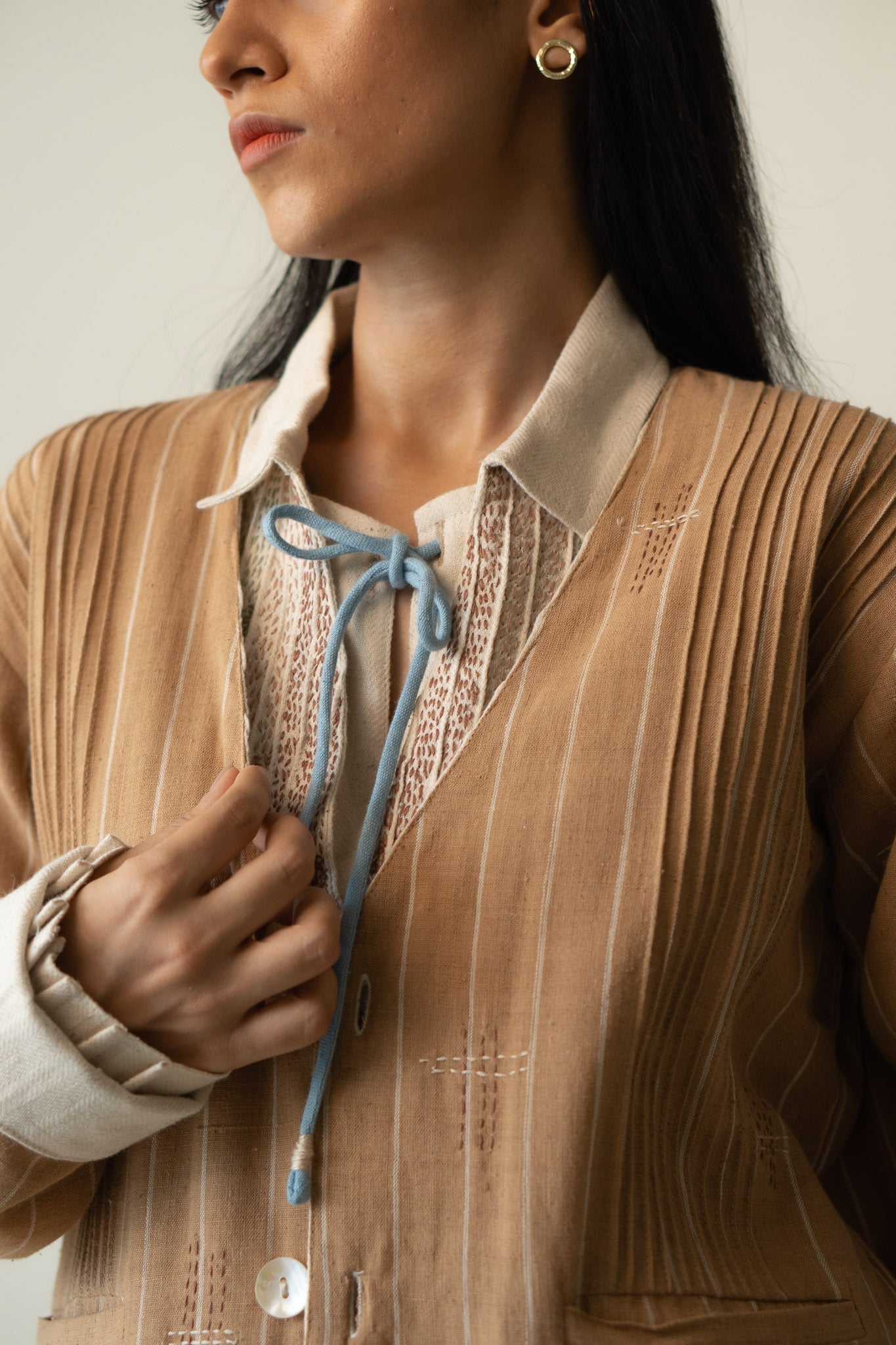 Unisex Reversible Jacket by Lafaani with 100% pure cotton, Brown, Casual Wear, Jackets, Kora, Materiality, Memoirs of Materiality by lafaani, Menswear, Natural with azo free dyes, Organic, Regular Fit, Reversible, Solids, Tops, Unbleached and Undyed, Unisex at Kamakhyaa for sustainable fashion