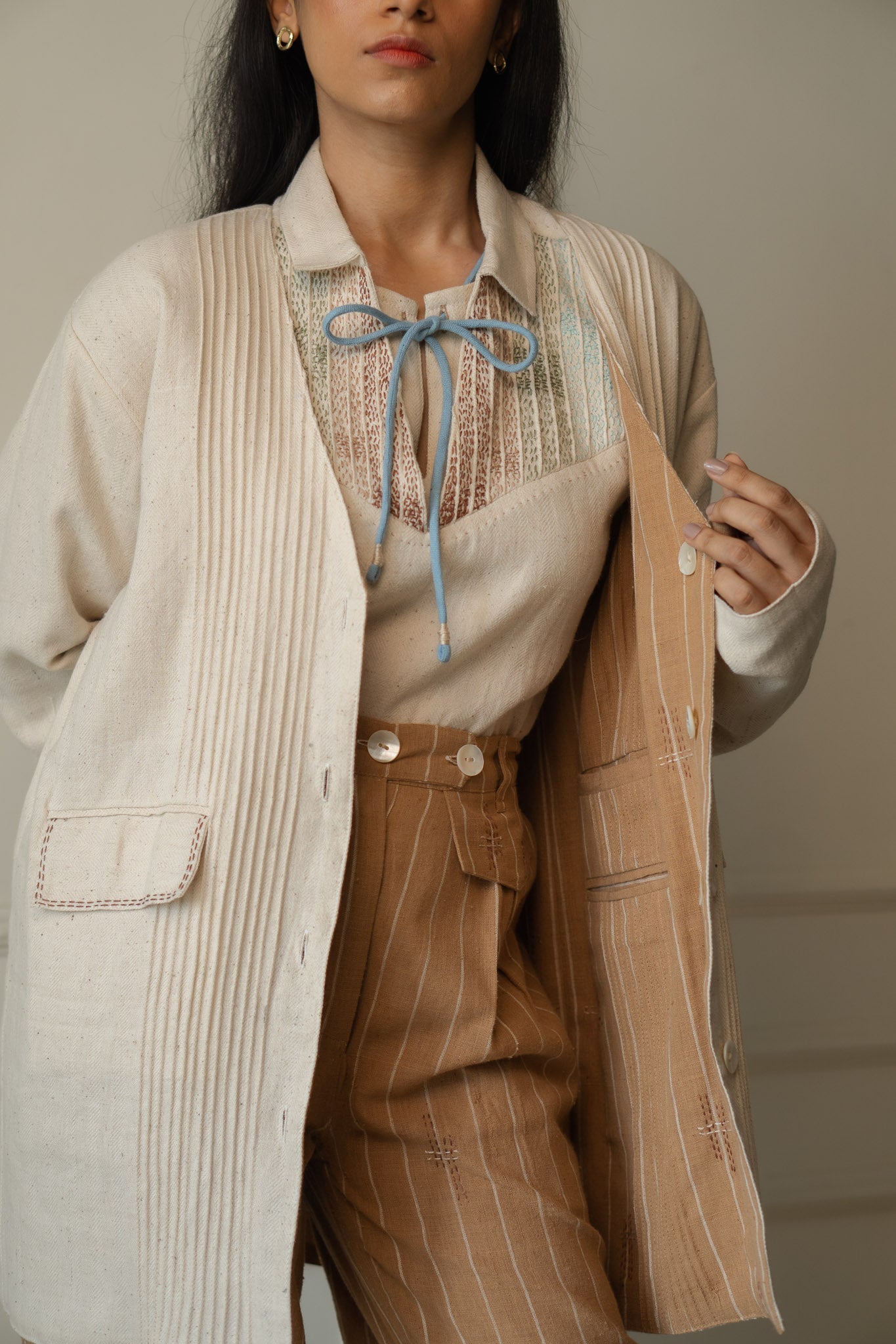 Unisex Reversible Jacket by Lafaani with 100% pure cotton, Brown, Casual Wear, Jackets, Kora, Materiality, Memoirs of Materiality by lafaani, Menswear, Natural with azo free dyes, Organic, Regular Fit, Reversible, Solids, Tops, Unbleached and Undyed, Unisex at Kamakhyaa for sustainable fashion