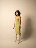 Green Midi Dress by Meko Studio with Cotton, Evening Wear, Green, Hand Knitted, July Sale, July Sale 2023, Midi Dresses, One Shoulder Dresses, Slim Fit, Solid Selfmade, Textured, Tranquil AW-22/23, Tranquil by Meko Studio, Womenswear at Kamakhyaa for sustainable fashion