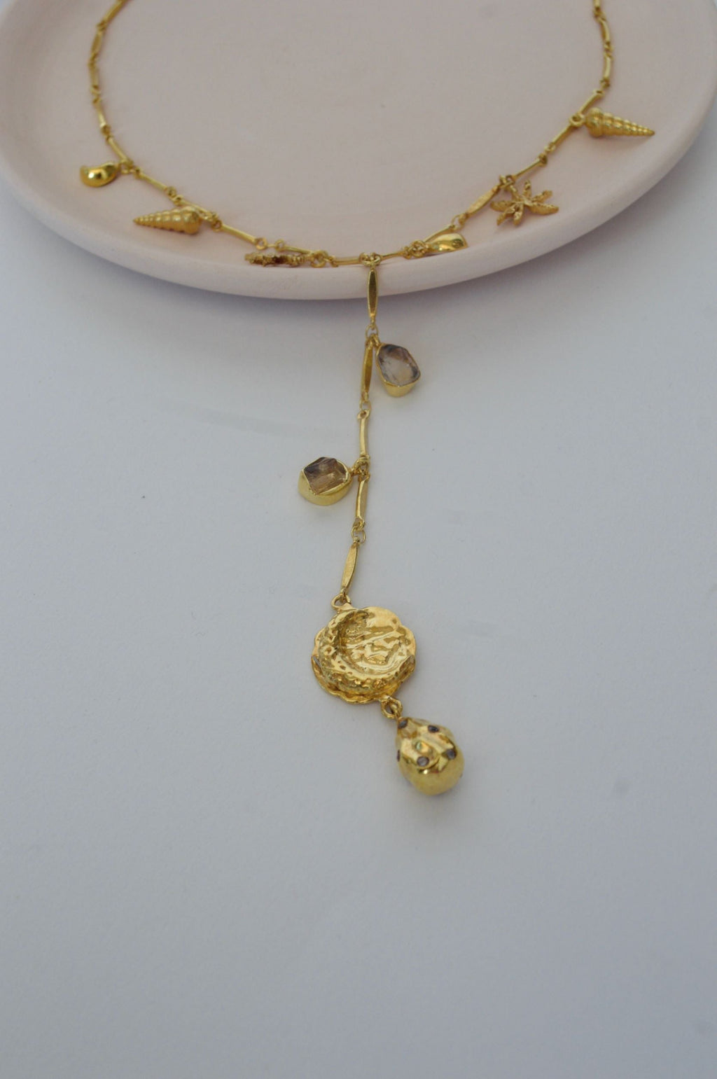 Gold Brass Skyfall Necklace by The Loom Art with Brass, Cosmic Dream by The Loom Art, Fashion Jewellery, Free Size, Gold, Gold Plated, jewelry, Natural, Necklaces at Kamakhyaa for sustainable fashion