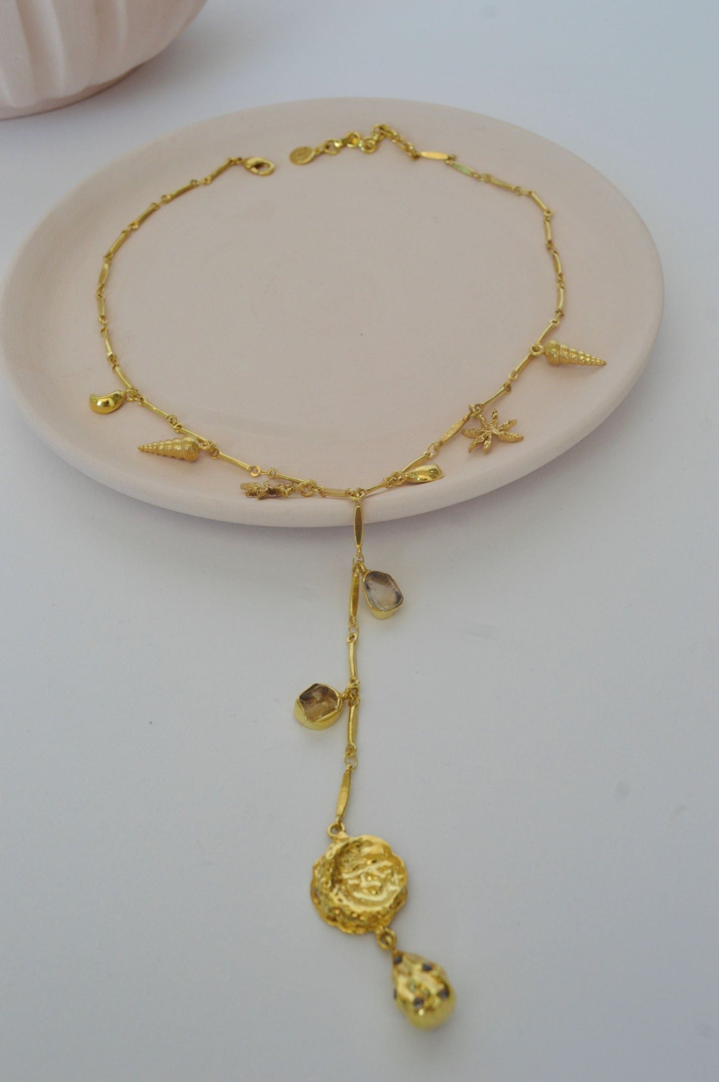 Gold Brass Skyfall Necklace by The Loom Art with Brass, Cosmic Dream by The Loom Art, Fashion Jewellery, Free Size, Gold, Gold Plated, jewelry, Natural, Necklaces at Kamakhyaa for sustainable fashion