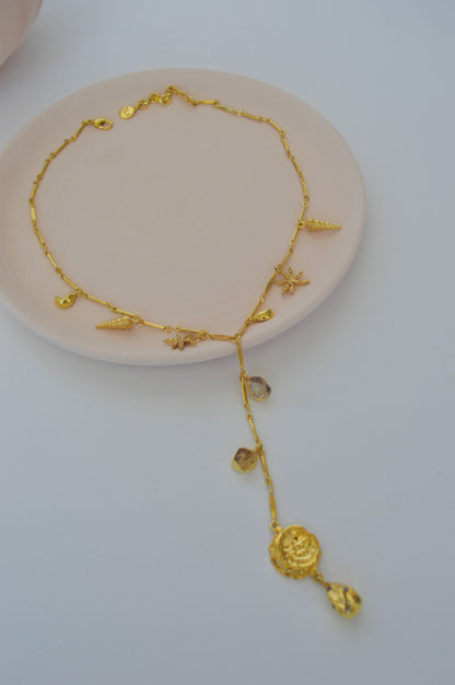 Gold Brass Skyfall Necklace by The Loom Art with Brass, Cosmic Dream by The Loom Art, Fashion Jewellery, Free Size, Gold, Gold Plated, jewelry, Natural, Necklaces at Kamakhyaa for sustainable fashion