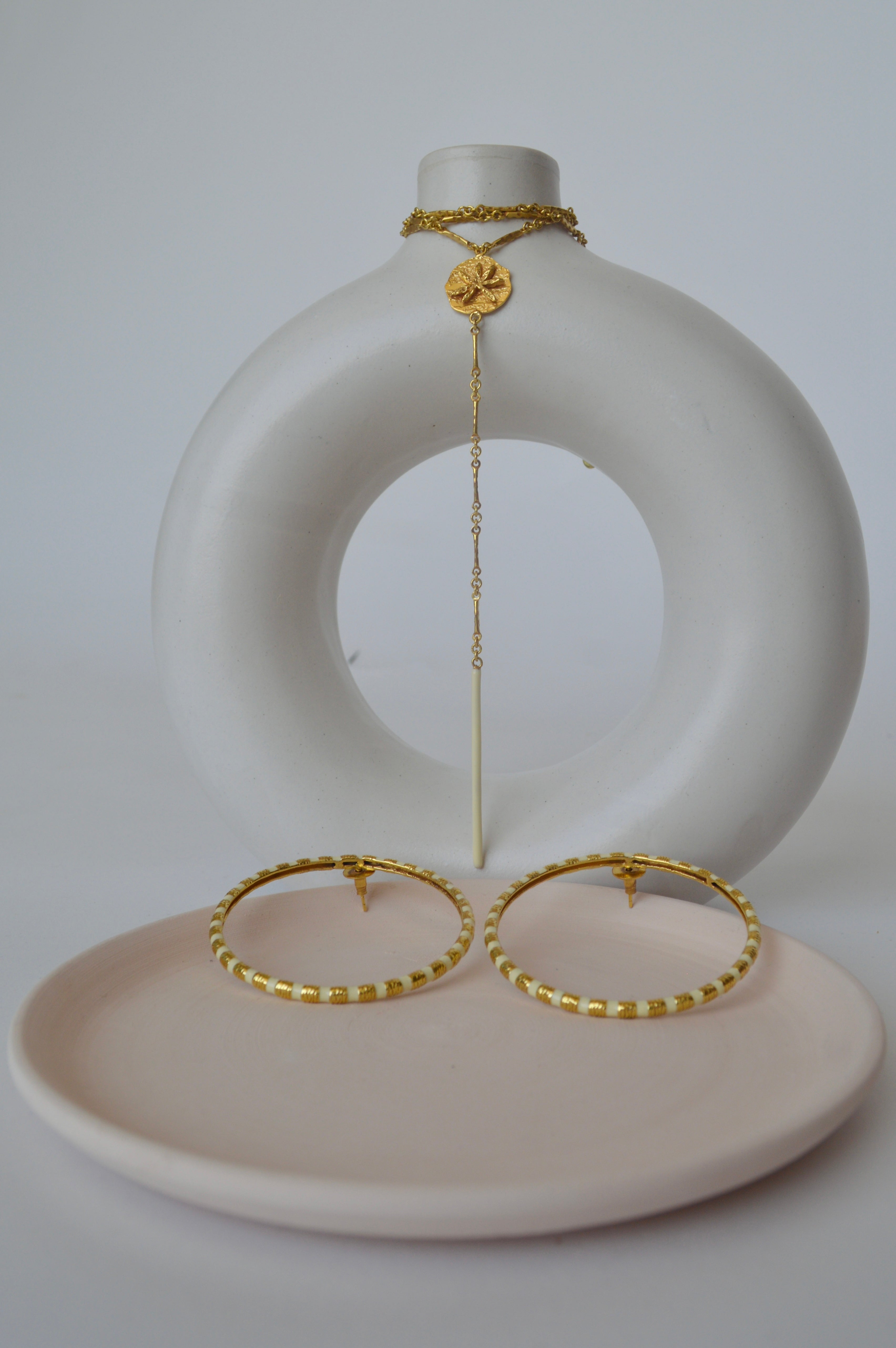 Gold Brass Golden Galaxy Hoops by The Loom Art with Brass, Cosmic Dream by The Loom Art, Fashion Jewellery, Free Size, Gold, Gold Plated, Hoops, jewelry, Natural at Kamakhyaa for sustainable fashion