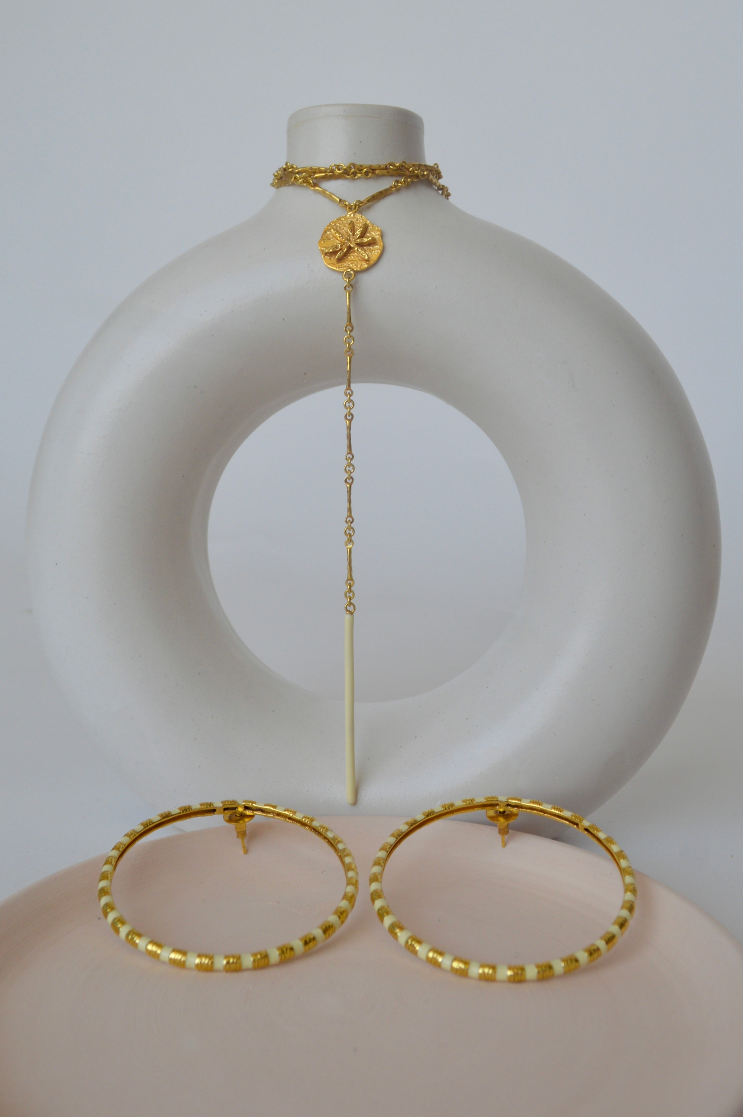 Gold Brass Milky Star Necklaces by The Loom Art with Brass, Cosmic Dream by The Loom Art, Fashion Jewellery, Free Size, Gold, Gold Plated, jewelry, Natural, Necklaces at Kamakhyaa for sustainable fashion