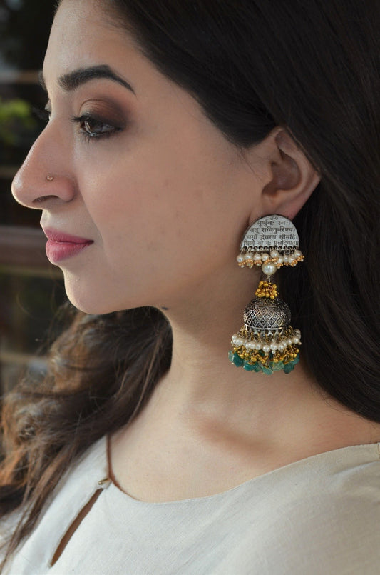 Black Jhumkas Dhoop by House Of Heer with Alloy Metal, Beaded Jewellery, Black, Festive Jewellery, Festive Wear, Free Size, jewelry, Jhumkas, July Sale, July Sale 2023, Natural, Pearl, Solids at Kamakhyaa for sustainable fashion