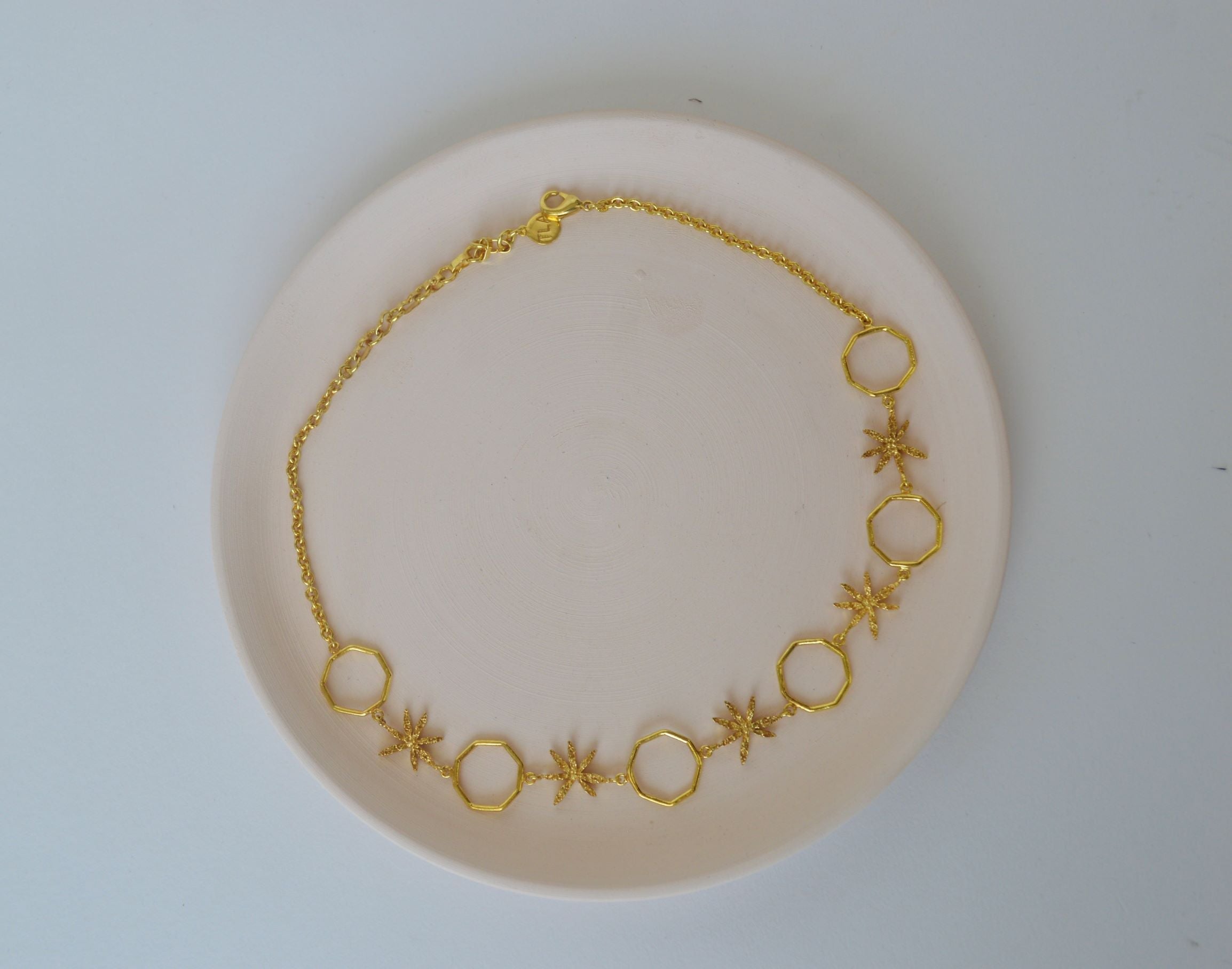 Gold Brass Linked Cinnamon Choker by The Loom Art with Brass, Choker, Cosmic Dream by The Loom Art, Fashion Jewellery, Free Size, Gold, Gold Plated, jewelry, Natural at Kamakhyaa for sustainable fashion