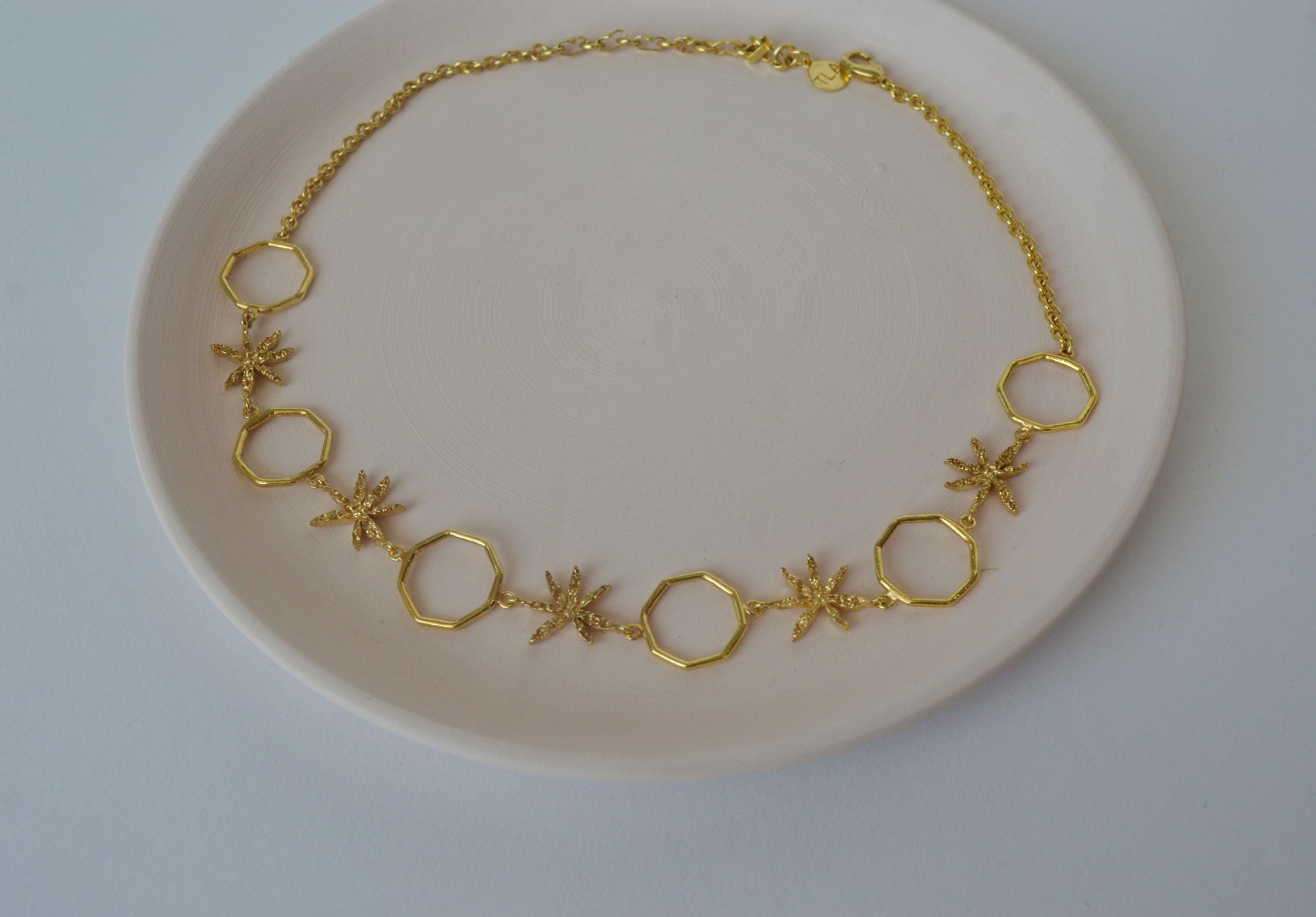 Gold Brass Linked Cinnamon Choker by The Loom Art with Brass, Choker, Cosmic Dream by The Loom Art, Fashion Jewellery, Free Size, Gold, Gold Plated, jewelry, Natural at Kamakhyaa for sustainable fashion