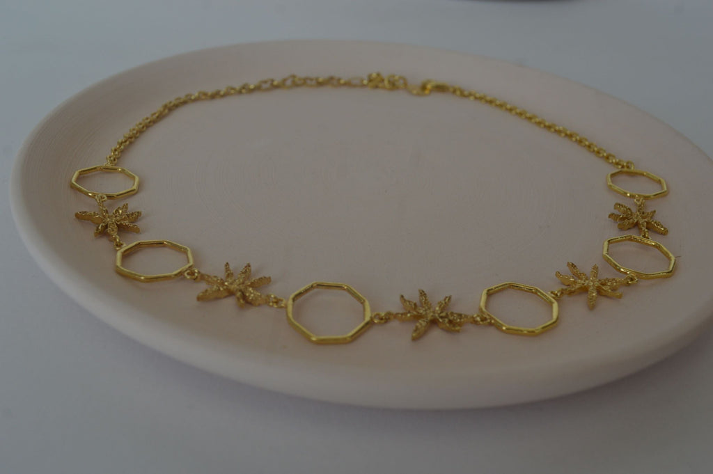 Gold Brass Linked Cinnamon Choker by The Loom Art with Brass, Choker, Cosmic Dream by The Loom Art, Fashion Jewellery, Free Size, Gold, Gold Plated, jewelry, Natural at Kamakhyaa for sustainable fashion