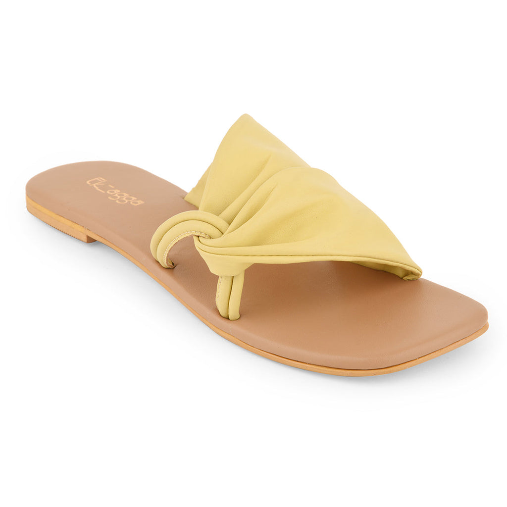 Yellow Flats for Summer by EK_agga with Casual Wear, Flats, Less than $50, Open Toes, Party Wear, Patent leather, Regular Fit, Solids, Vegan, Yellow at Kamakhyaa for sustainable fashion