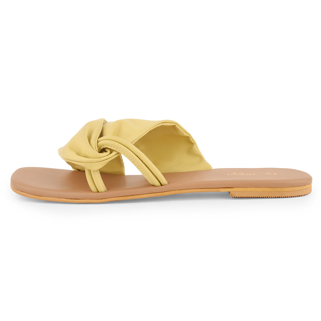 Yellow Flats for Summer by EK_agga with Casual Wear, Flats, Less than $50, Open Toes, Party Wear, Patent leather, Regular Fit, Solids, Vegan, Yellow at Kamakhyaa for sustainable fashion