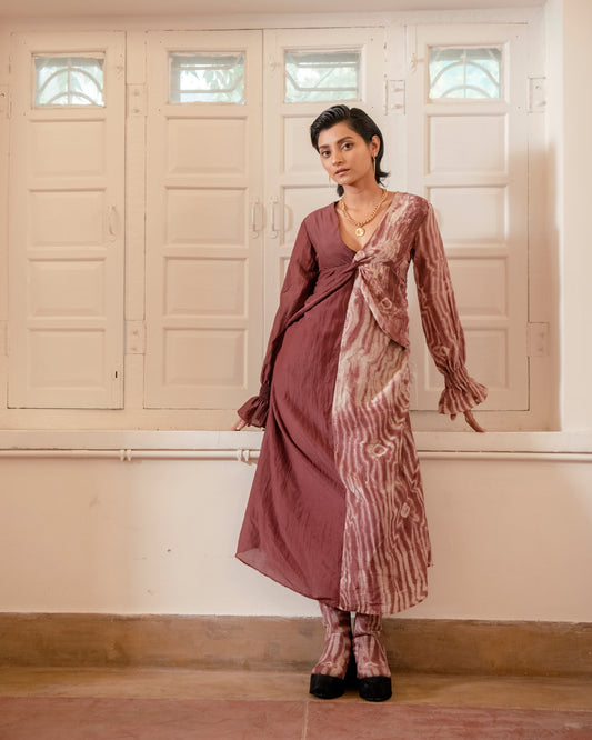 Brick & Wild Dress by The Loom Art with Casual Wear, Handwoven Cotton Silk, July Sale, July Sale 2023, Lucid Dreams by The Loom Art, Luicid Dream, Midi Dresses, Organic, Pink, Relaxed Fit, Solids, Womenswear at Kamakhyaa for sustainable fashion