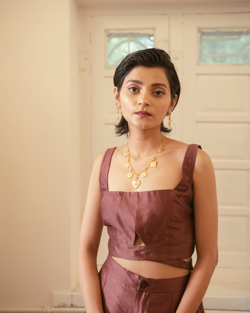 Rosewood Three Piece Set by The Loom Art with Casual Wear, Chanderi Silk, Co-ord Sets, Cotton Silk, July Sale, July Sale 2023, Lucid Dreams by The Loom Art, Luicid Dream, Office, Office Wear, Office Wear Co-ords, Organic, party, Party Wear Co-ords, Pink, Relaxed Fit, Solids, Womenswear at Kamakhyaa for sustainable fashion