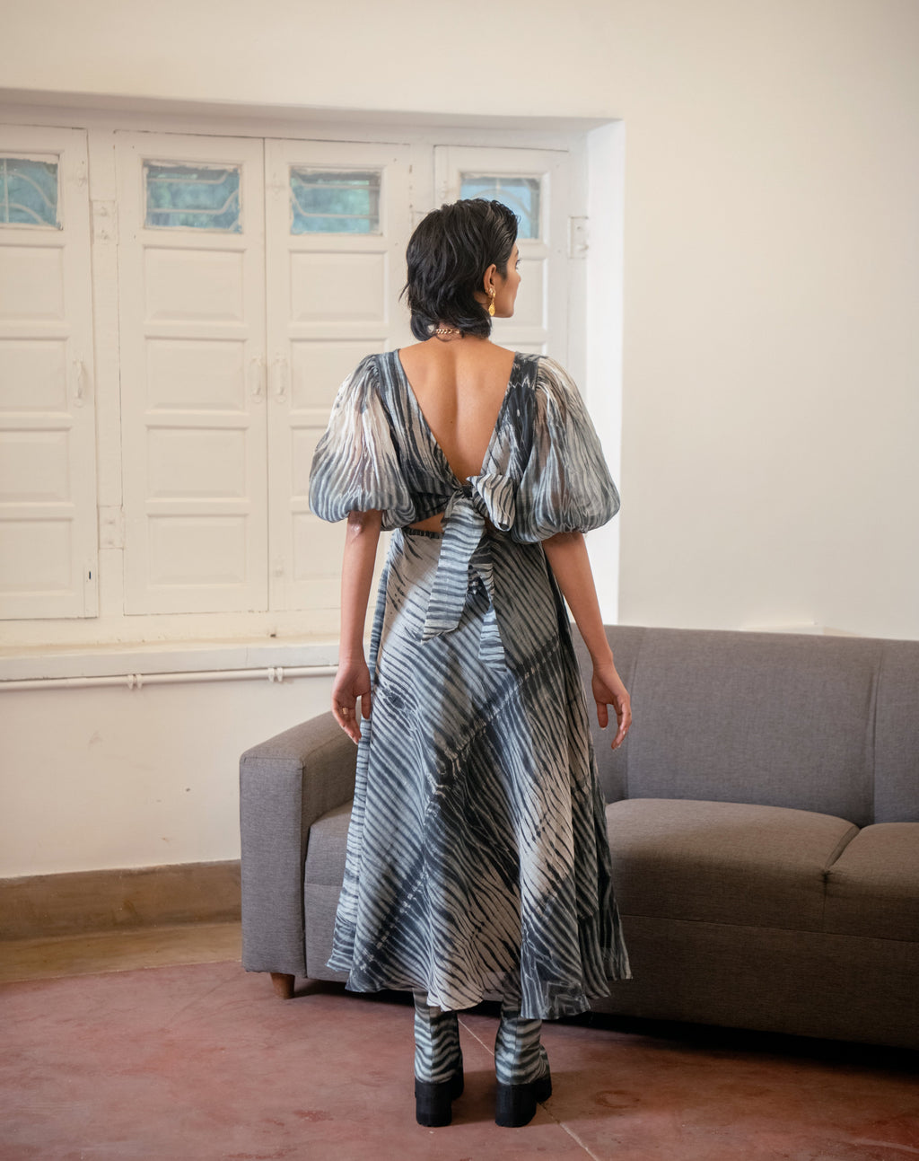 Orion Star by The Loom Art with Blue, Casual Wear, Chanderi organza Silk, Embroidered, July Sale, July Sale 2023, Lucid Dreams by The Loom Art, Luicid Dream, Maxi Dresses, Organic, Womenswear at Kamakhyaa for sustainable fashion