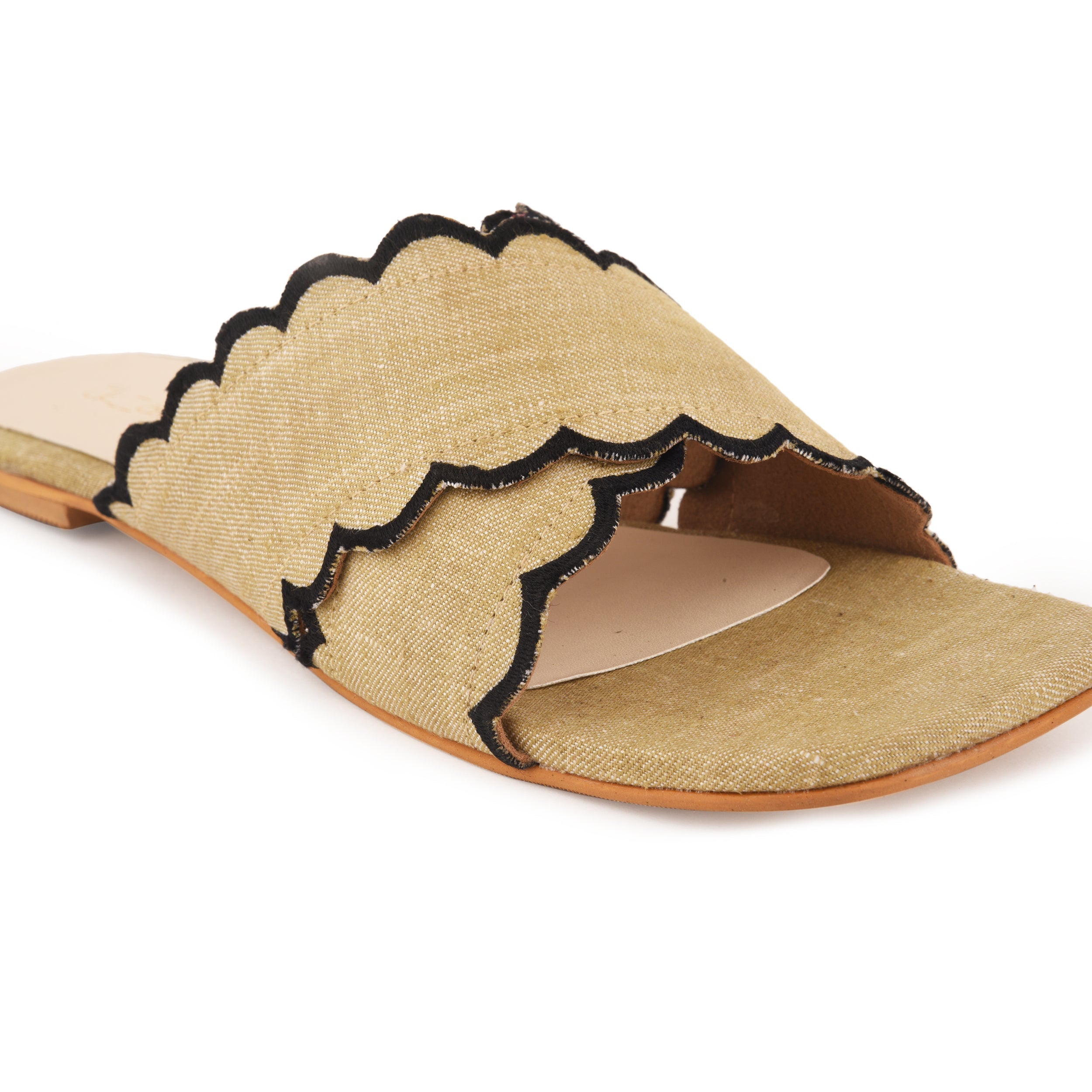 Beige Flats with Lace by EK_agga with Beige, Casual Wear, Flats, Industrial fabric, Less than $50, Party Wear, Solids, Square toe, Vegan at Kamakhyaa for sustainable fashion