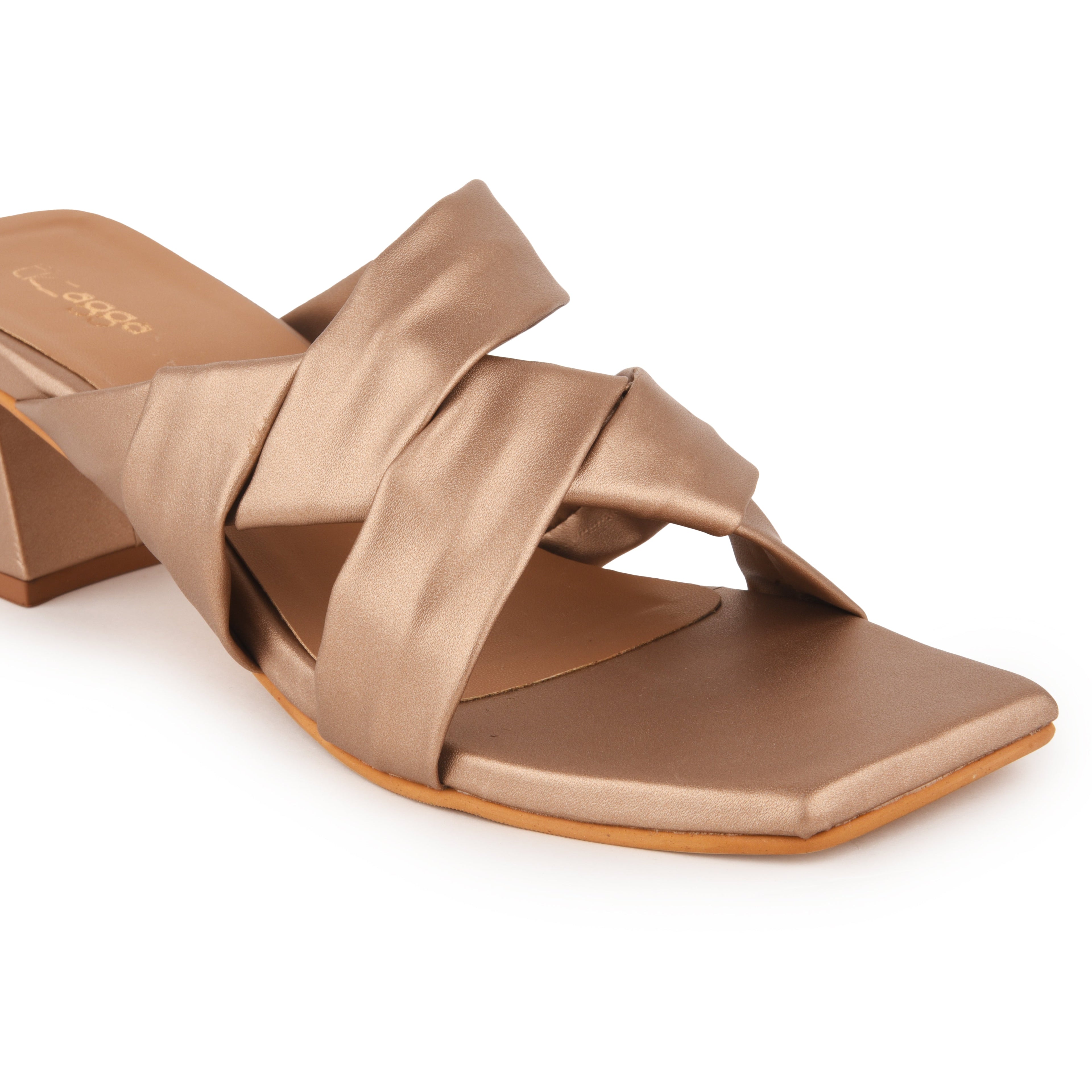 Red Metallic Party Heels by EK_agga with Gold, Heels, Less than $50, Party Wear, Patent leather, Red, Regular Fit, Solids, Square toe, Vegan at Kamakhyaa for sustainable fashion