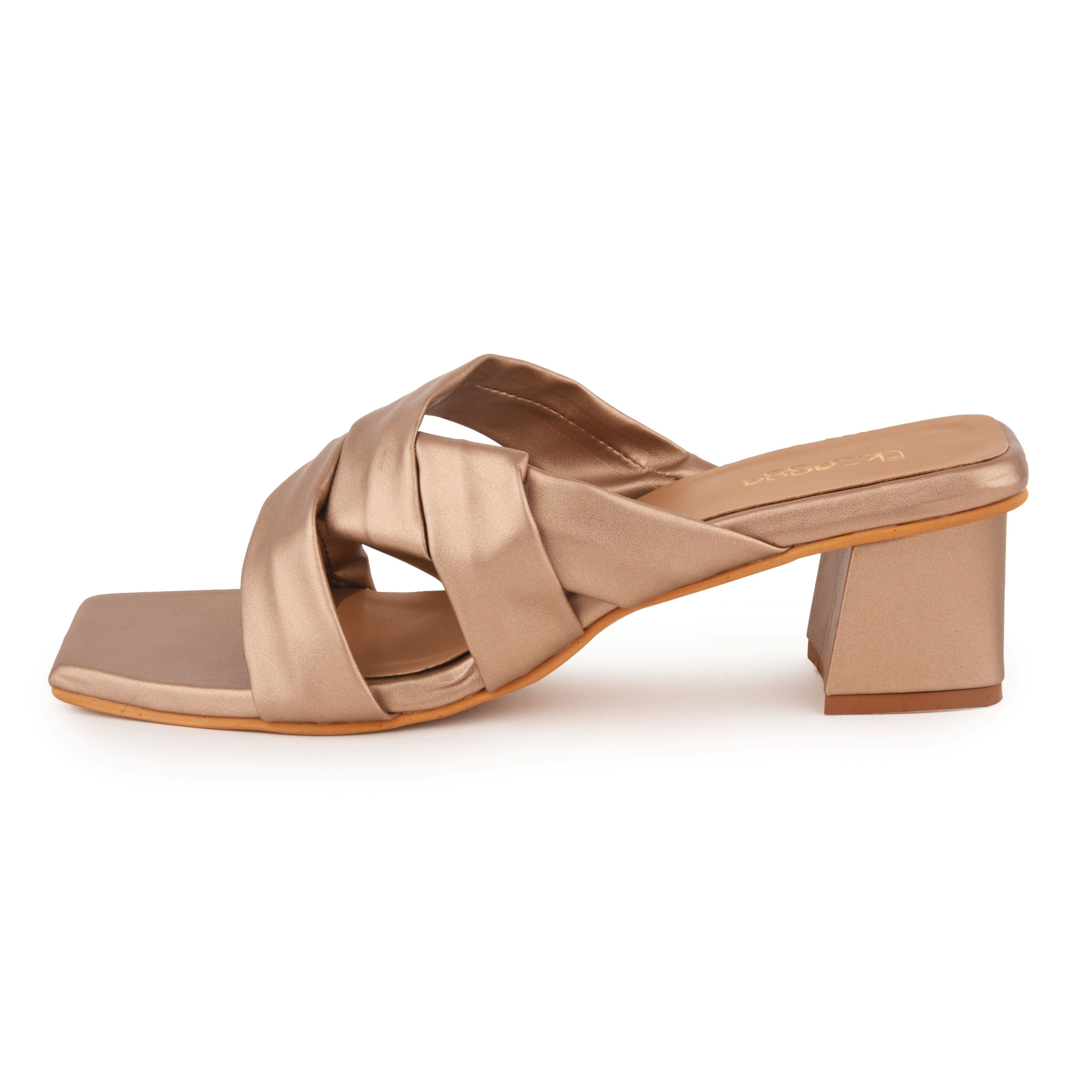 Red Metallic Party Heels by EK_agga with Gold, Heels, Less than $50, Party Wear, Patent leather, Red, Regular Fit, Solids, Square toe, Vegan at Kamakhyaa for sustainable fashion