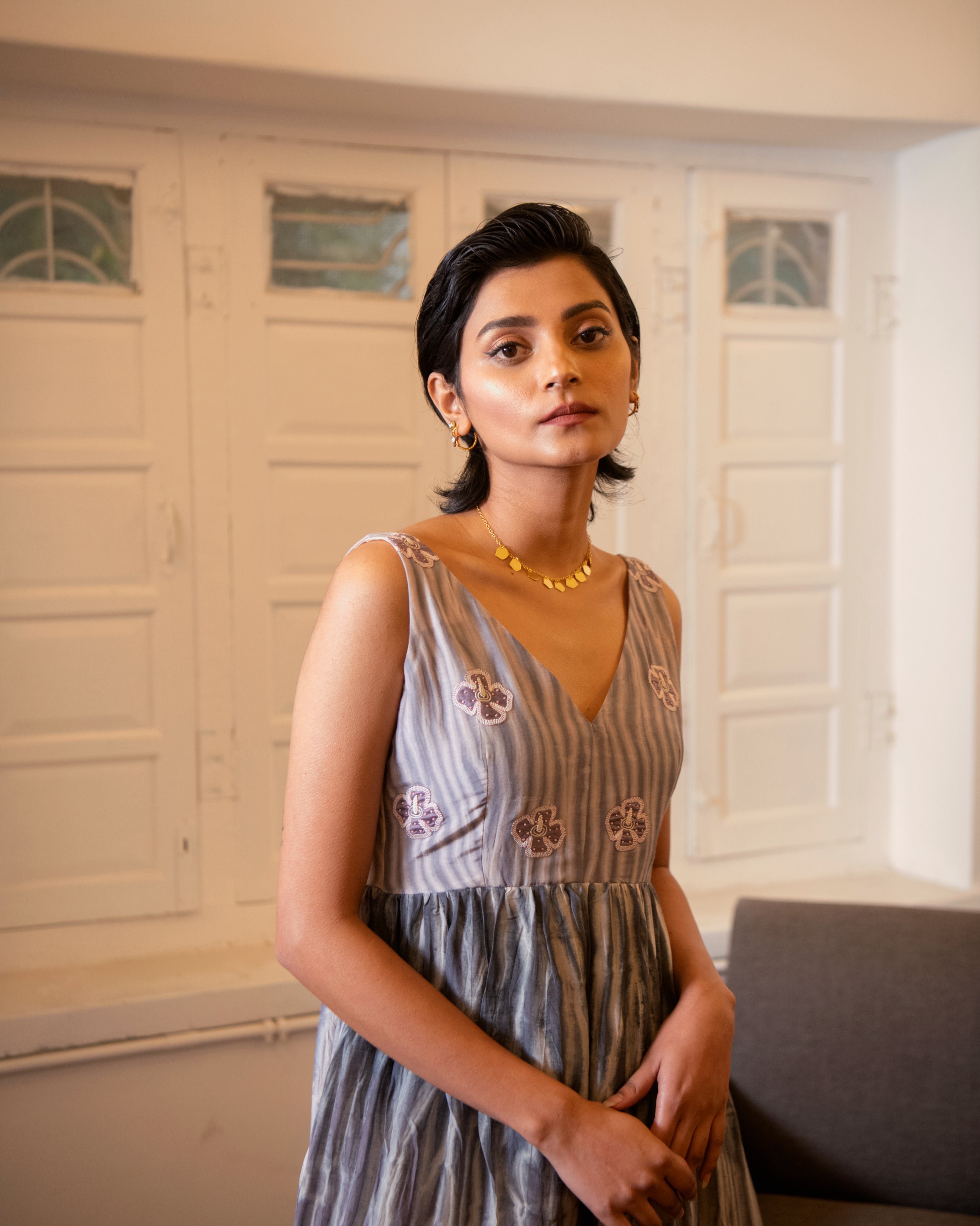 Mauve Dream by The Loom Art with Casual Wear, Handwoven Cotton Silk, July Sale, July Sale 2023, Lucid Dreams by The Loom Art, Luicid Dream, Organic, Purple, Sleeveless Dresses, Solids, Tiered Dresses, Womenswear at Kamakhyaa for sustainable fashion