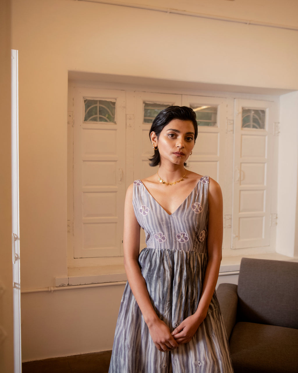 Mauve Dream by The Loom Art with Casual Wear, Handwoven Cotton Silk, July Sale, July Sale 2023, Lucid Dreams by The Loom Art, Luicid Dream, Organic, Purple, Sleeveless Dresses, Solids, Tiered Dresses, Womenswear at Kamakhyaa for sustainable fashion