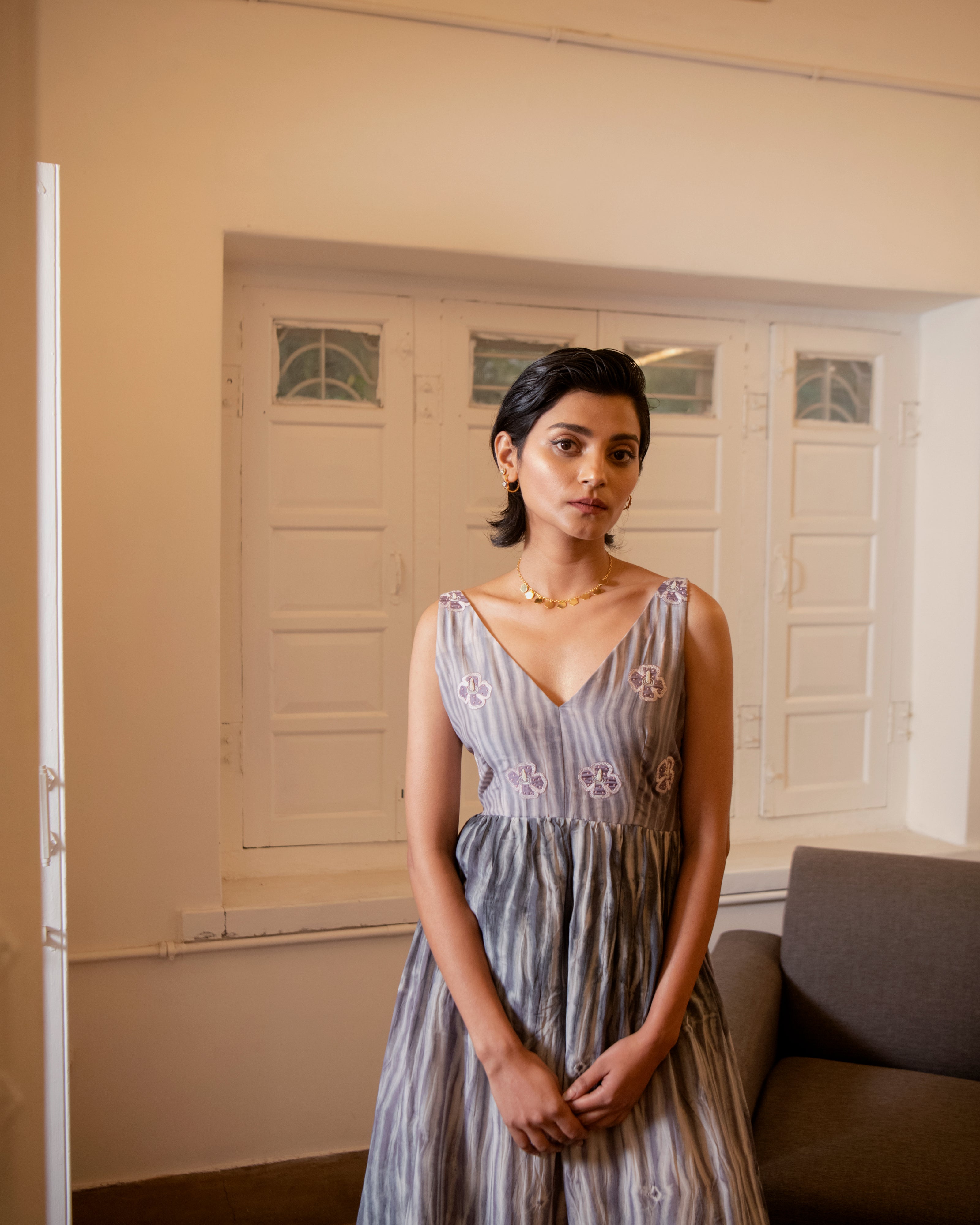 Mauve Dream by The Loom Art with Casual Wear, Handwoven Cotton Silk, July Sale, July Sale 2023, Lucid Dreams by The Loom Art, Luicid Dream, Organic, Purple, Sleeveless Dresses, Solids, Tiered Dresses, Womenswear at Kamakhyaa for sustainable fashion