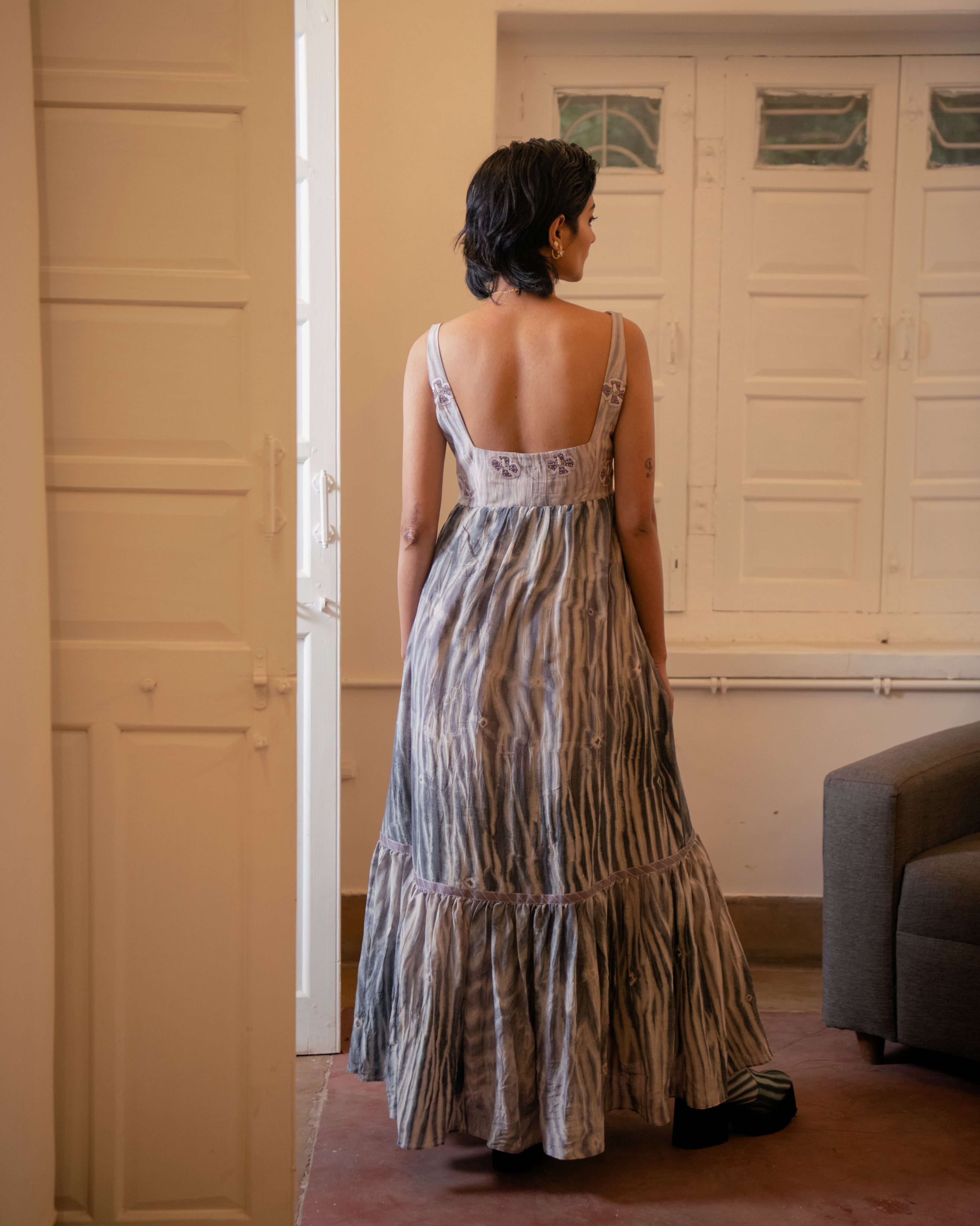 Mauve Dream by The Loom Art with Casual Wear, Handwoven Cotton Silk, July Sale, July Sale 2023, Lucid Dreams by The Loom Art, Luicid Dream, Organic, Purple, Sleeveless Dresses, Solids, Tiered Dresses, Womenswear at Kamakhyaa for sustainable fashion