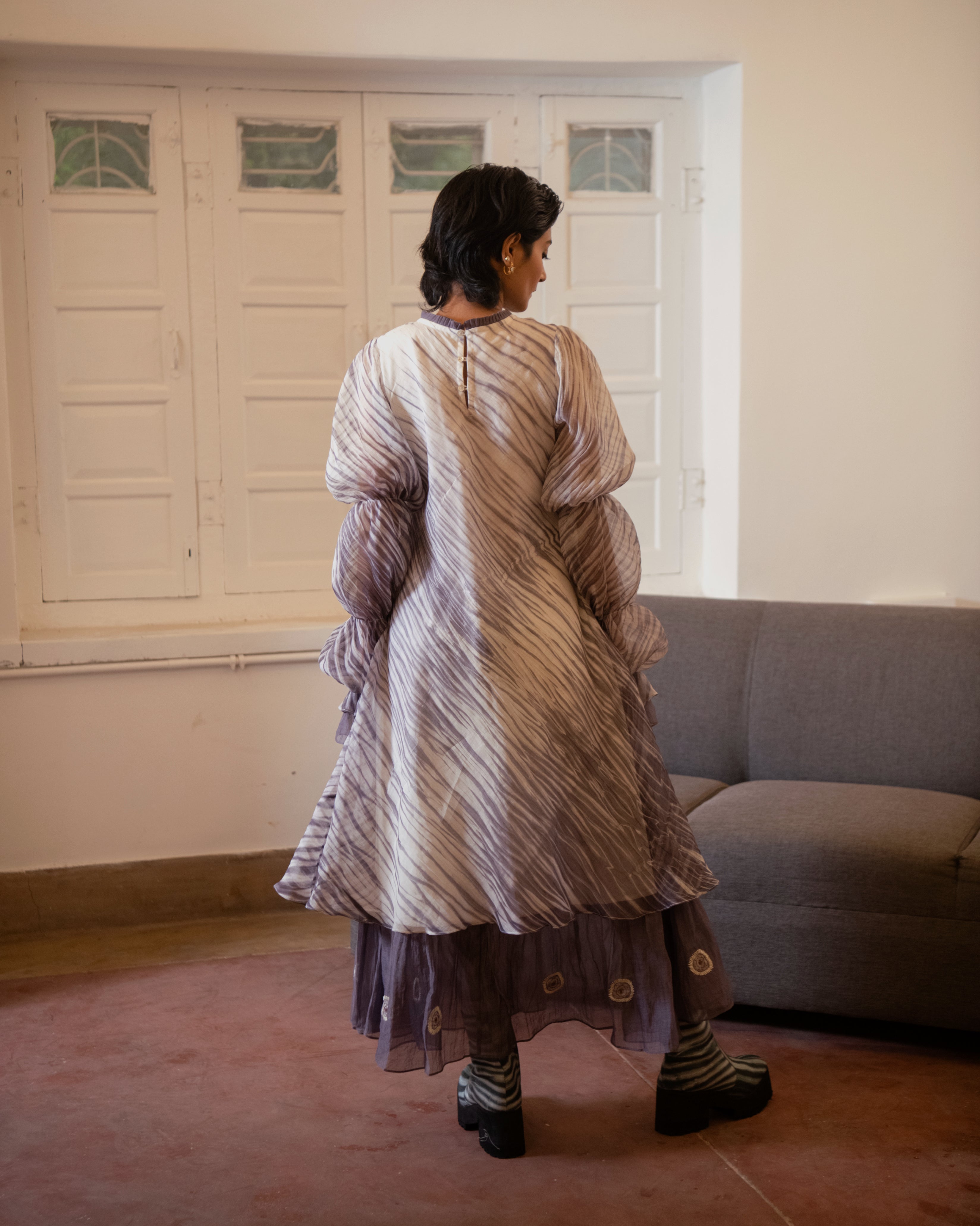 Mystic Fall by The Loom Art with Casual Wear, Chanderi Organza Silk, July Sale, July Sale 2023, Lucid Dreams by The Loom Art, Luicid Dream, Maxi Dresses, Organic, Relaxed Fit, Solids, White, Womenswear at Kamakhyaa for sustainable fashion