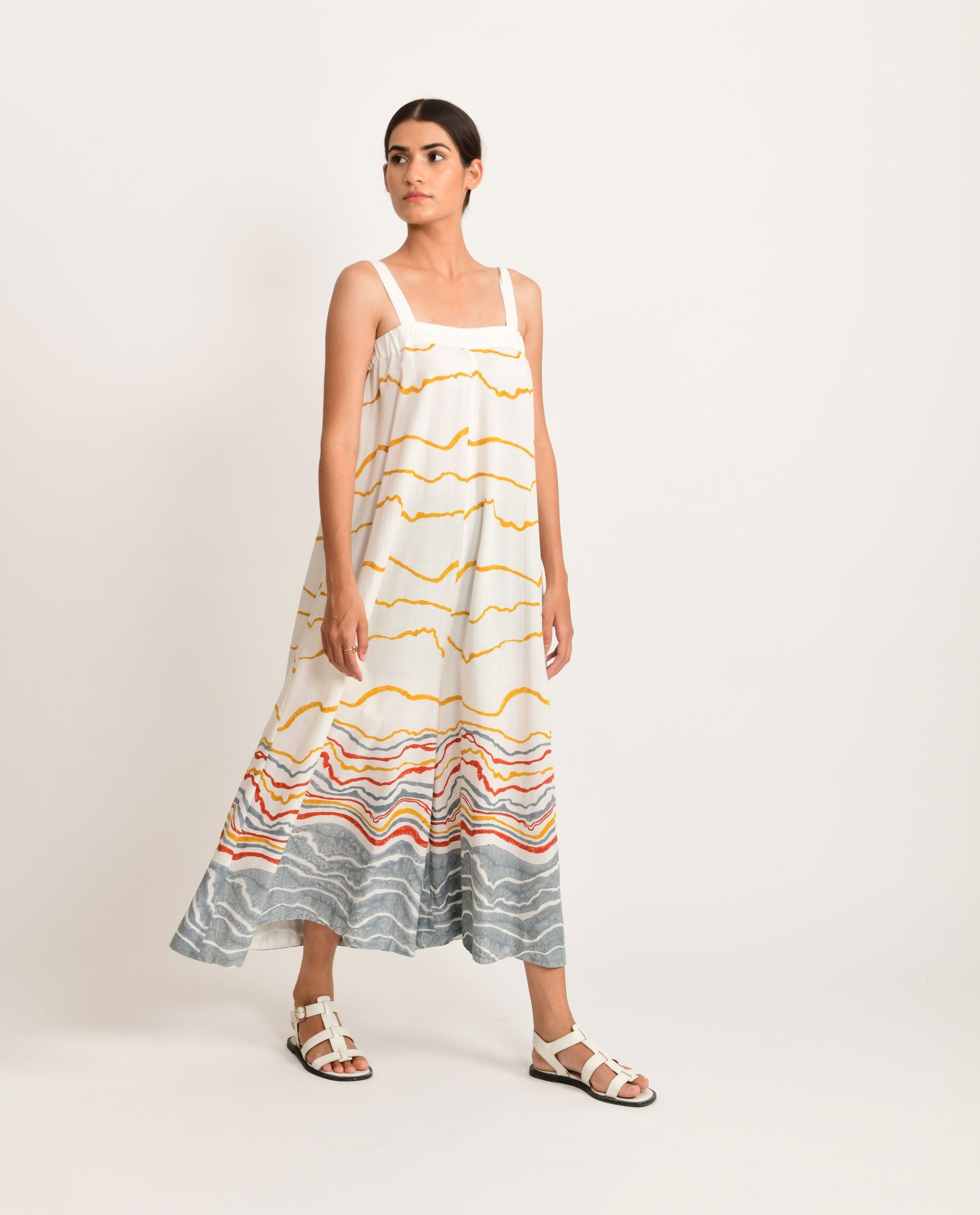 Casual Block Printed Jumpsuit by Rias Jaipur with Azo Free Dye, Bamboo, Block Prints, Casual Wear, Cotton, Jumpsuits, Organic Cotton, Parat, Parat by Rias Jaipur, Regular Fit, White, Womenswear at Kamakhyaa for sustainable fashion