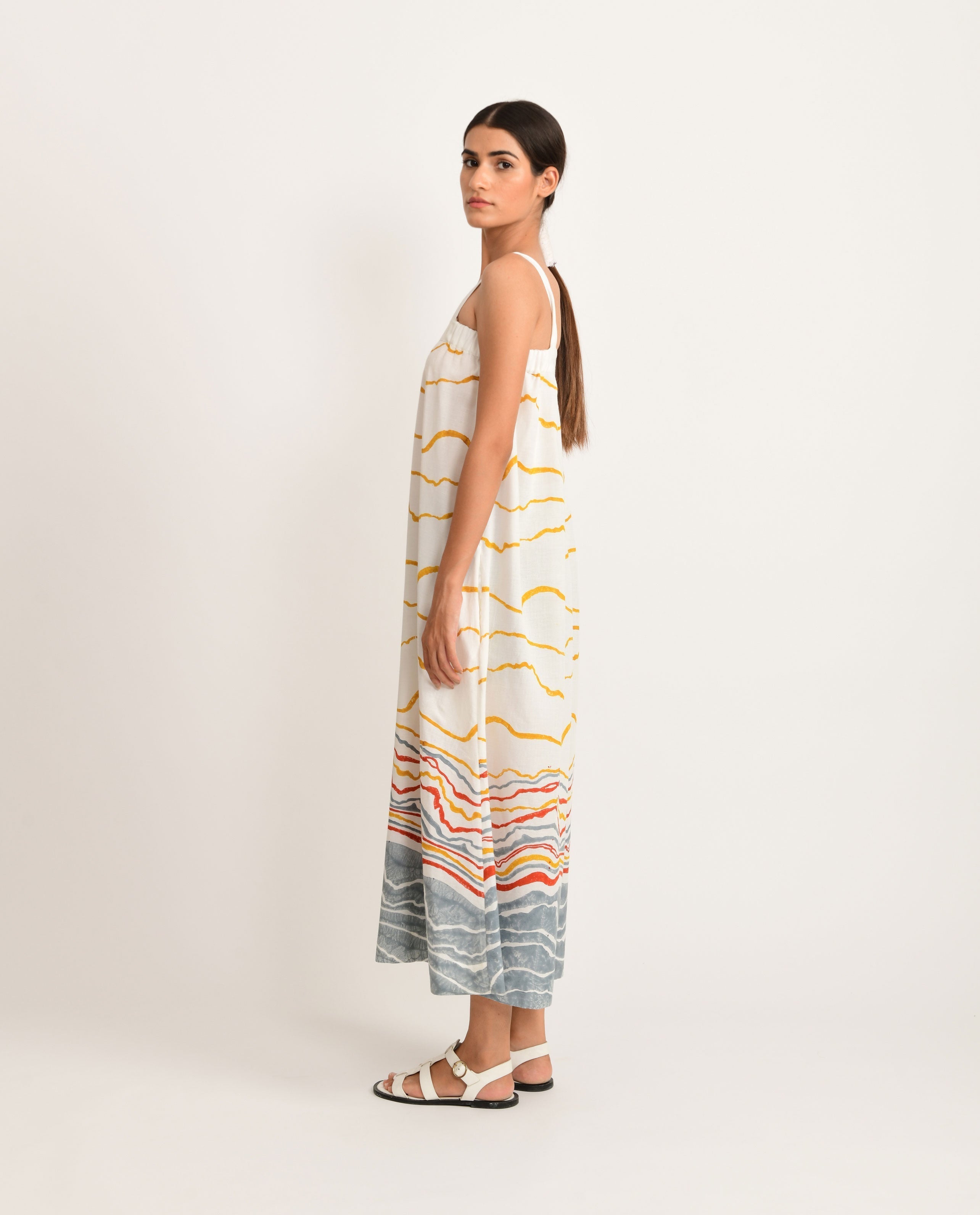 Casual Block Printed Jumpsuit by Rias Jaipur with Azo Free Dye, Bamboo, Block Prints, Casual Wear, Cotton, Jumpsuits, Organic Cotton, Parat, Parat by Rias Jaipur, Regular Fit, White, Womenswear at Kamakhyaa for sustainable fashion