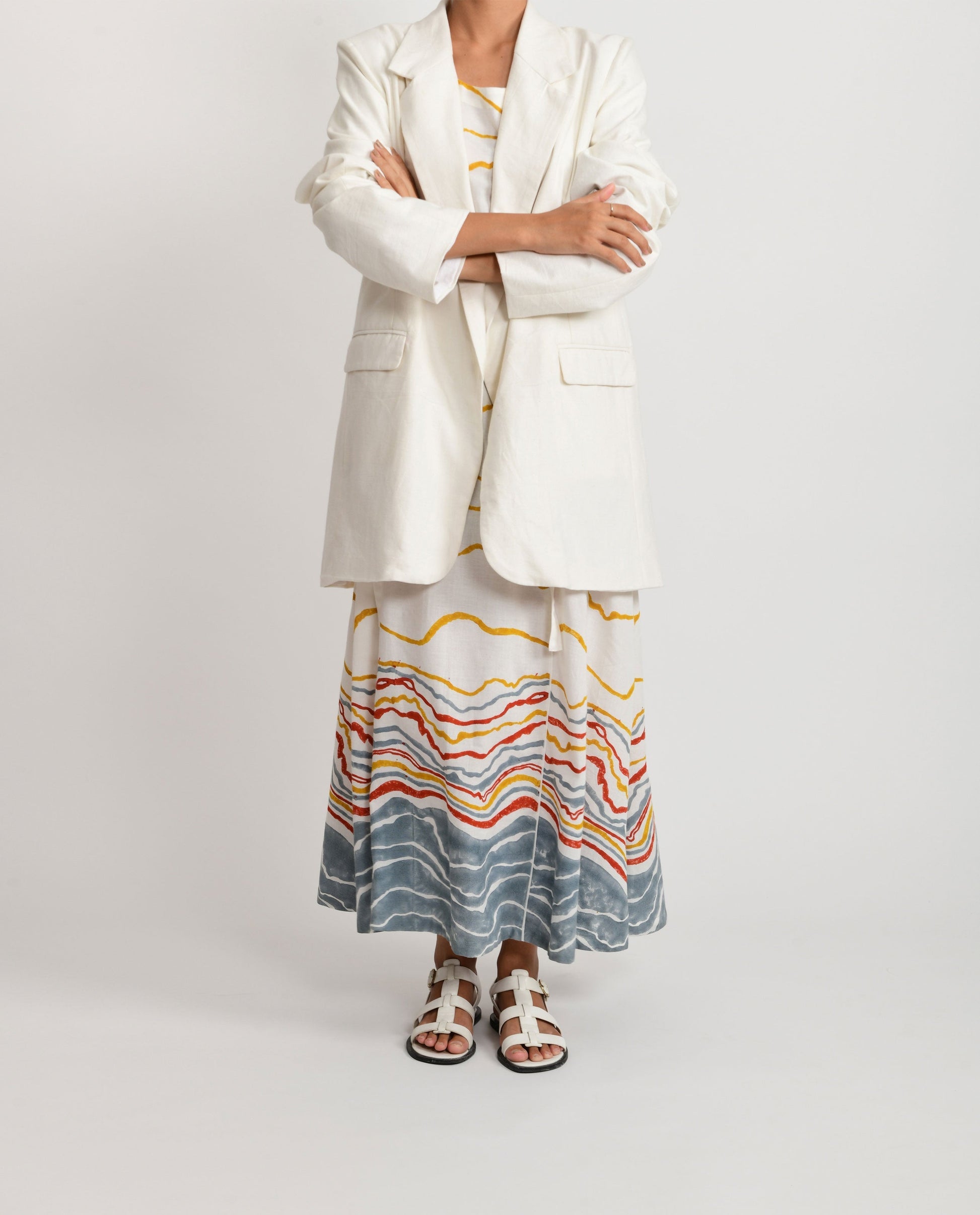 White Oversized Sand Coat by Rias Jaipur with Azo Free Dye, Bamboo, Casual Wear, Coats, Cotton, Parat, Parat by Rias Jaipur, Regular Fit, White, Womenswear at Kamakhyaa for sustainable fashion