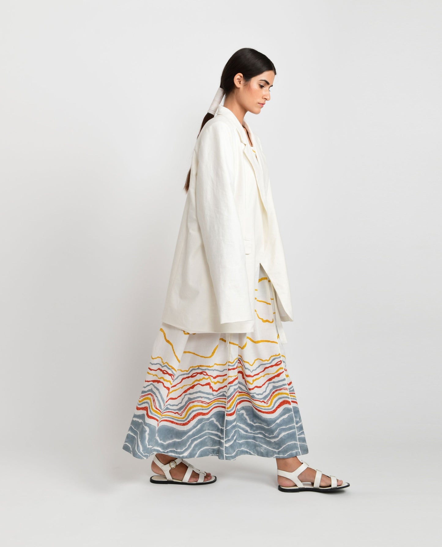 White Oversized Sand Coat by Rias Jaipur with Azo Free Dye, Bamboo, Casual Wear, Coats, Cotton, Parat, Parat by Rias Jaipur, Regular Fit, White, Womenswear at Kamakhyaa for sustainable fashion