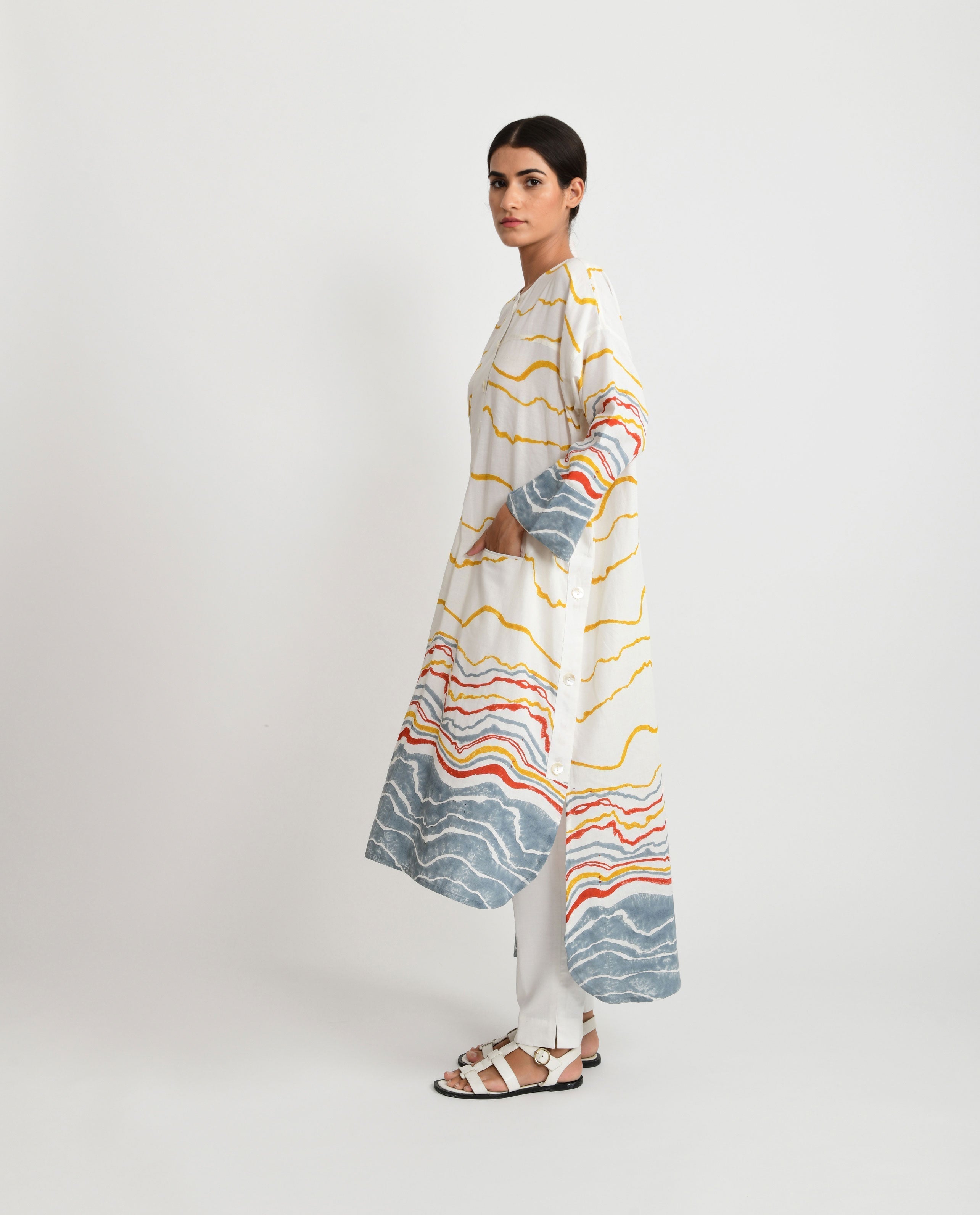 Azo Free Dye Block Printed Co-ord Set by Rias Jaipur with Azo Free Dye, Bamboo, Block Prints, Casual Wear, Co-ord Sets, Cotton, Parat, Parat by Rias Jaipur, Regular Fit, Travel Co-ords, White, Womenswear at Kamakhyaa for sustainable fashion
