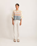 Azo Free Dye Block Printed Crop Top by Rias Jaipur with Azo Free Dye, Bamboo, Block Prints, Casual Wear, Cotton, Crop Tops, Parat, Parat by Rias Jaipur, Regular Fit, Shirts, White, Womenswear at Kamakhyaa for sustainable fashion