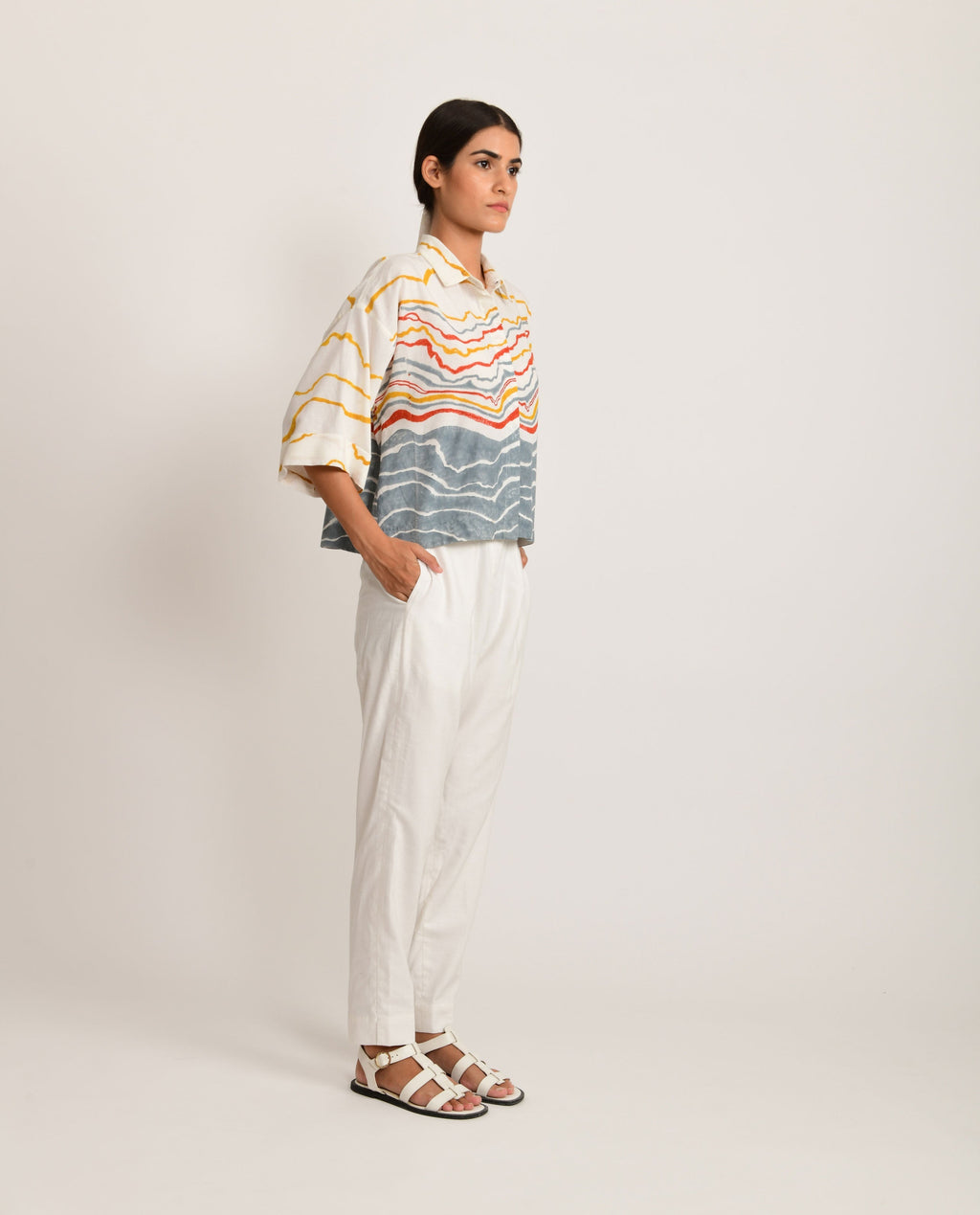 WhiteStraight Sand Pant by Rias Jaipur with Azo Free Dye, Bamboo, Casual Wear, Cotton, Pants, Parat, Parat by Rias Jaipur, Regular Fit, White, Womenswear at Kamakhyaa for sustainable fashion