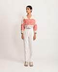 Casual Wear White Block Printed Crop Top by Rias Jaipur with Azo Free Dye, Bamboo, Block Prints, Casual Wear, Cotton, Crop Tops, Organic Cotton, Parat, Parat by Rias Jaipur, Regular Fit, White, Womenswear at Kamakhyaa for sustainable fashion